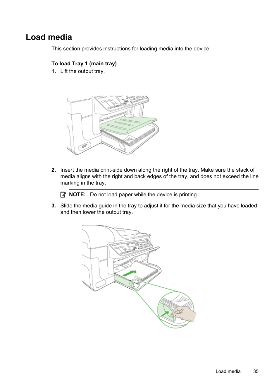 Load media | HP Officejet 6500 User Manual | Page 39 / 294