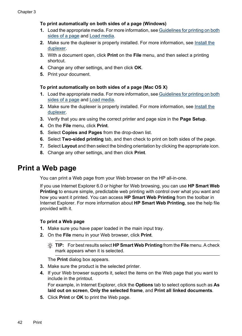 Print a web page | HP Officejet 6500 User Manual | Page 46 / 294