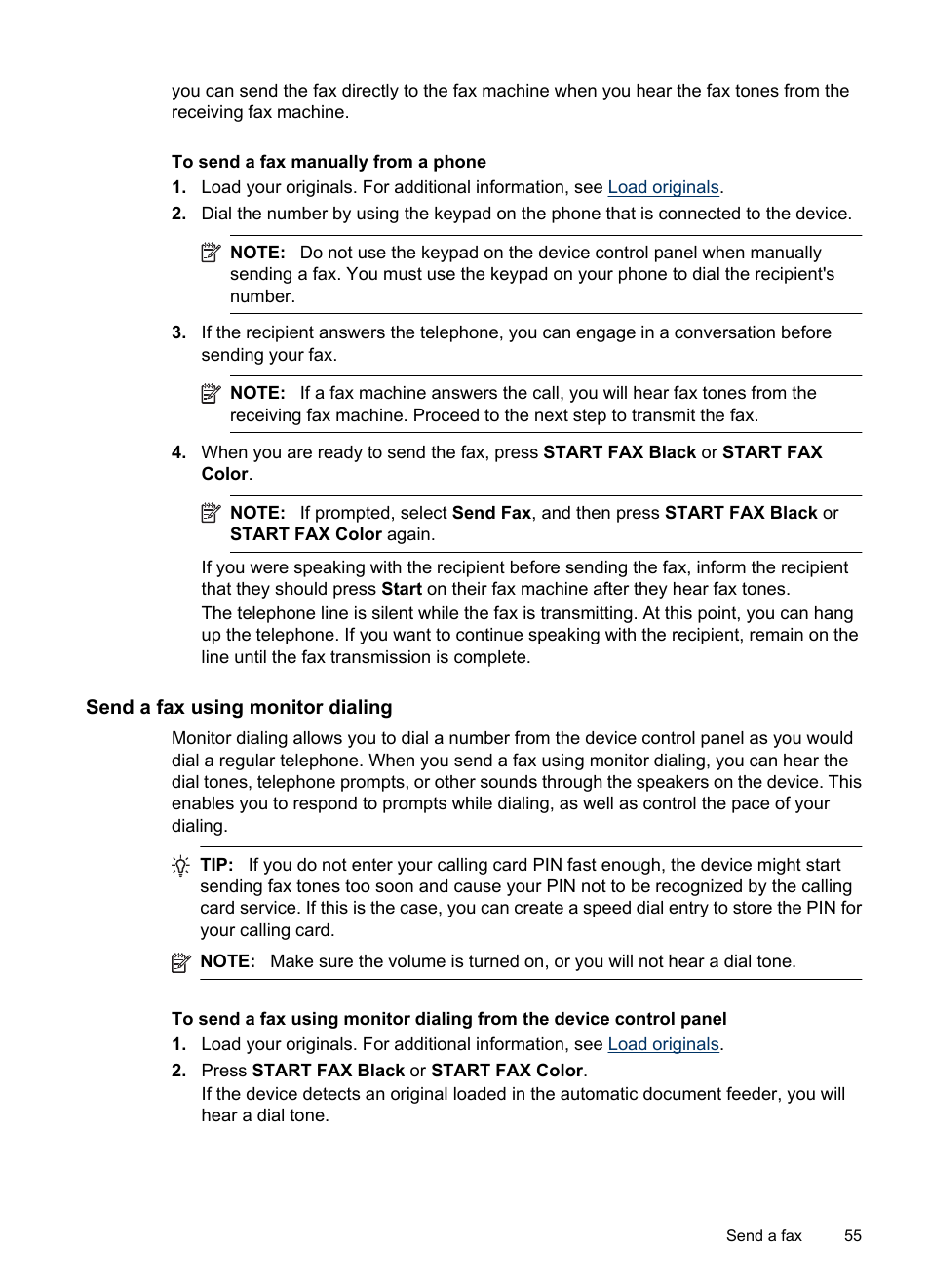 Send a fax using monitor dialing | HP Officejet 6500 User Manual | Page 59 / 294