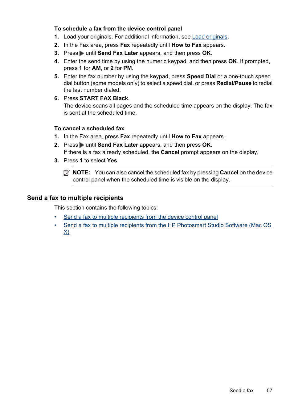 Send a fax to multiple recipients | HP Officejet 6500 User Manual | Page 61 / 294