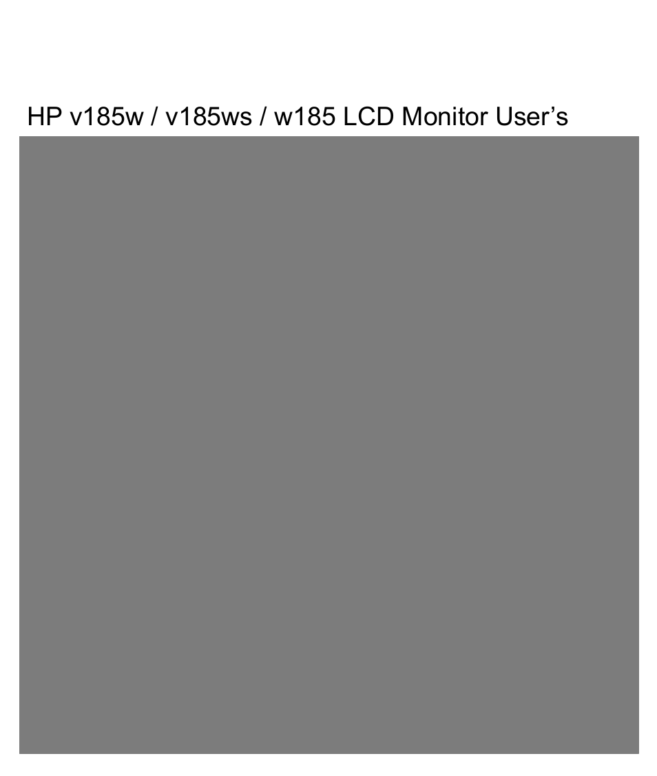 HP v185w 18.5-inch Widescreen LCD Monitor User Manual | 31 pages