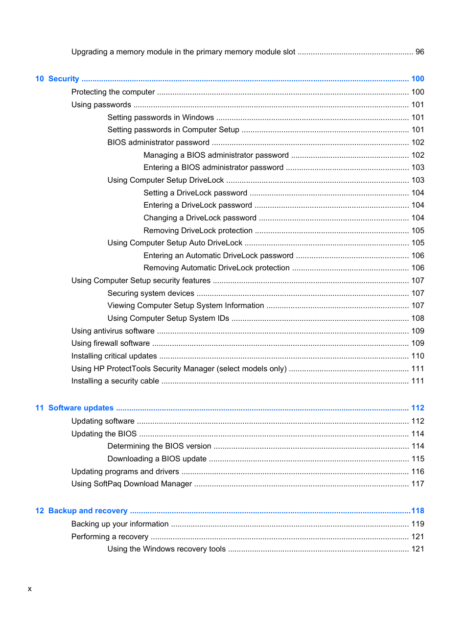 HP Compaq 320 Notebook-PC User Manual | Page 10 / 161