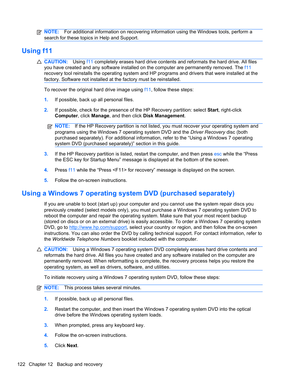 Using f11 | HP Compaq 320 Notebook-PC User Manual | Page 134 / 161