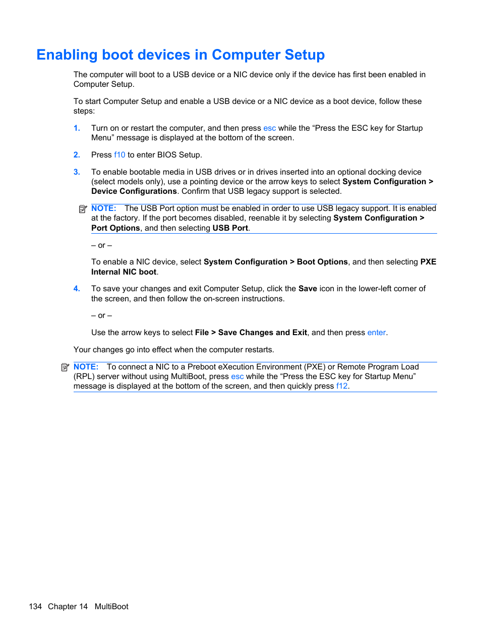 Enabling boot devices in computer setup | HP Compaq 320 Notebook-PC User Manual | Page 146 / 161