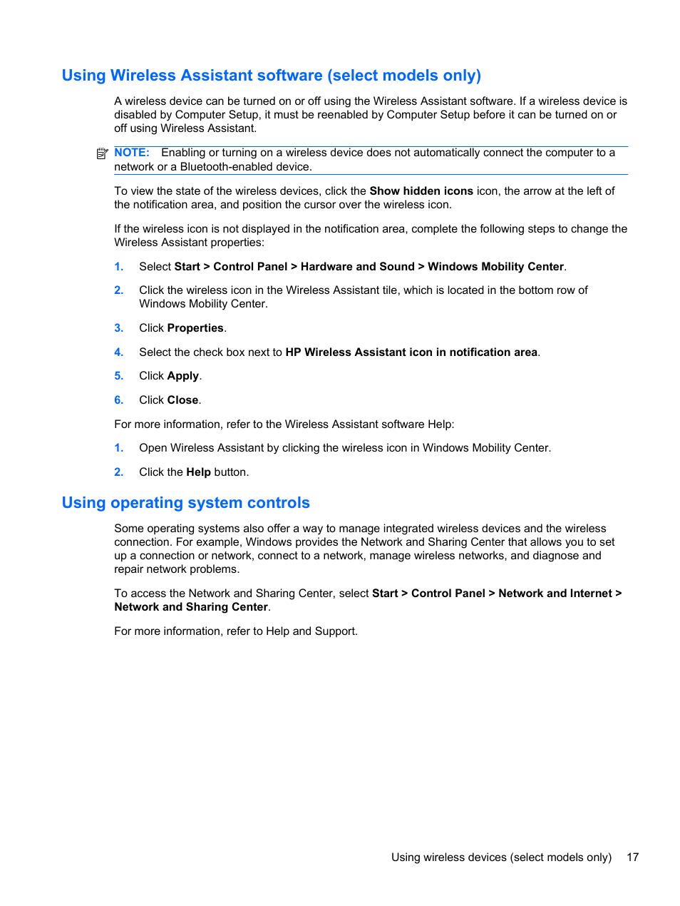 Using operating system controls | HP Compaq 320 Notebook-PC User Manual | Page 29 / 161