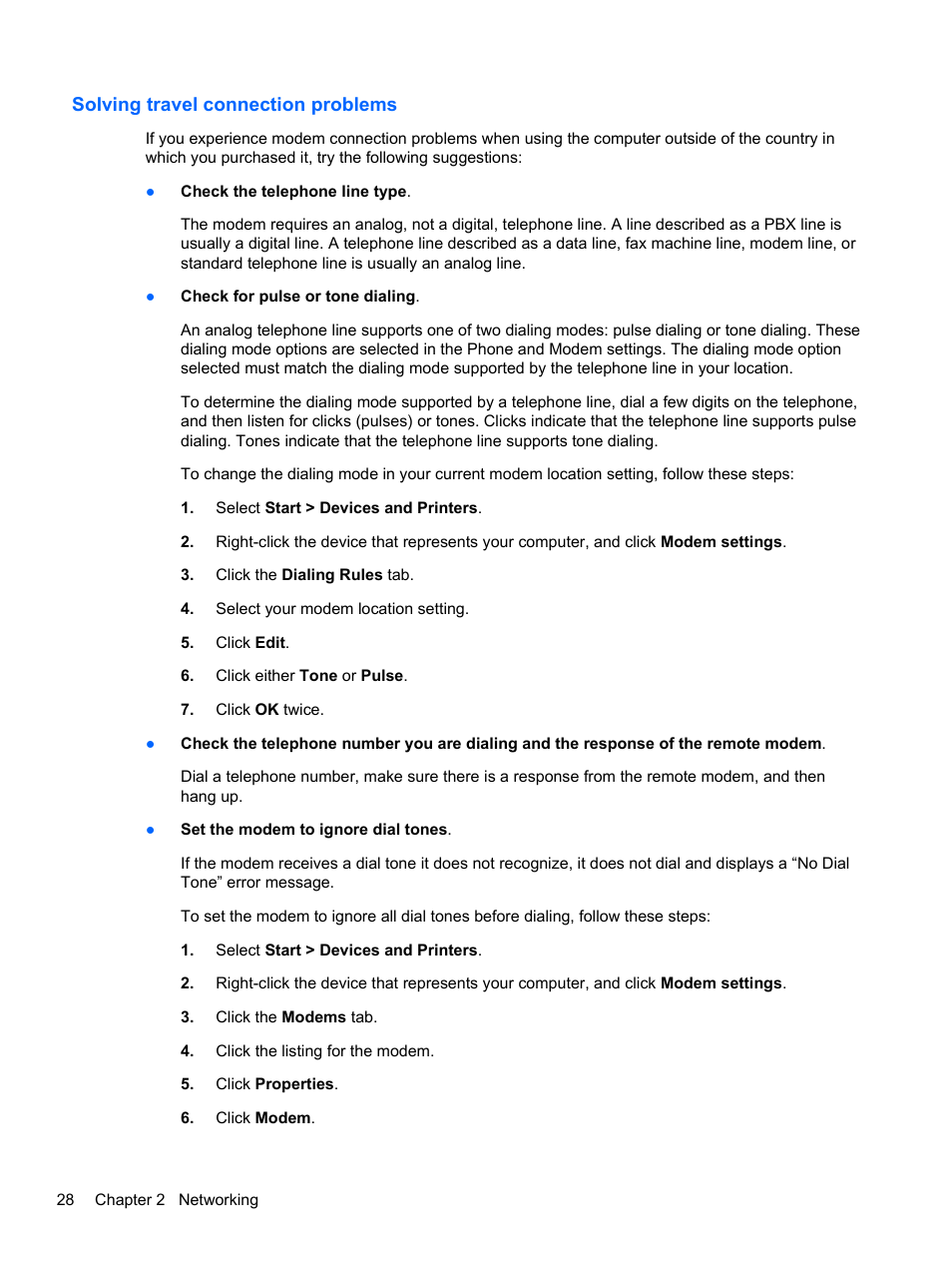 Solving travel connection problems | HP Compaq 320 Notebook-PC User Manual | Page 40 / 161