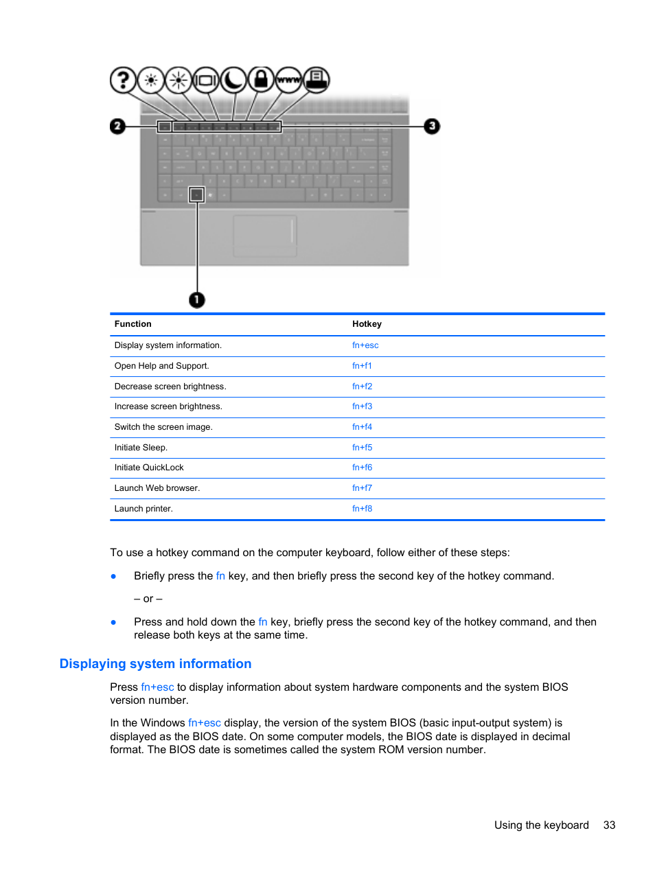 Displaying system information | HP Compaq 320 Notebook-PC User Manual | Page 45 / 161