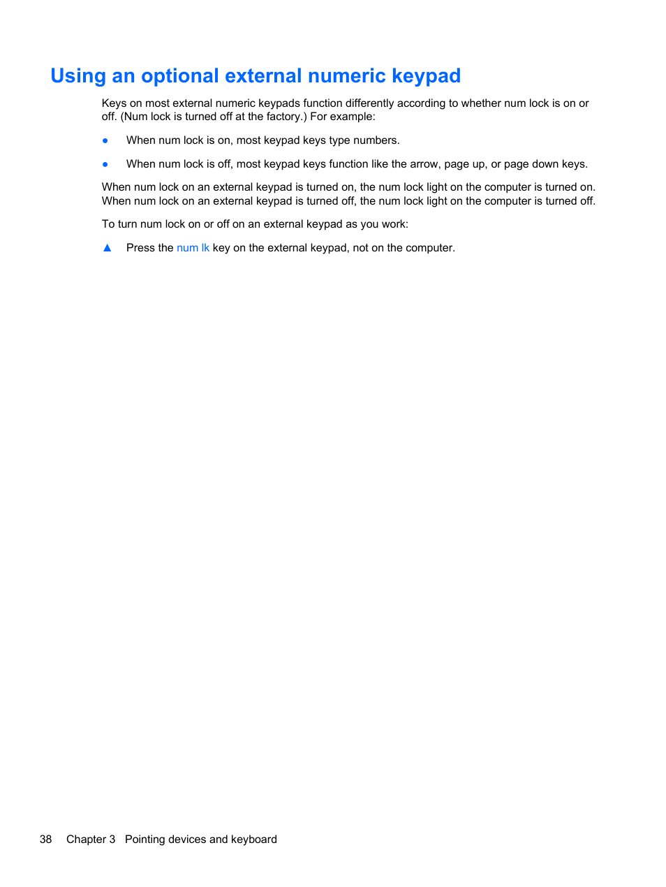 Using an optional external numeric keypad | HP Compaq 320 Notebook-PC User Manual | Page 50 / 161