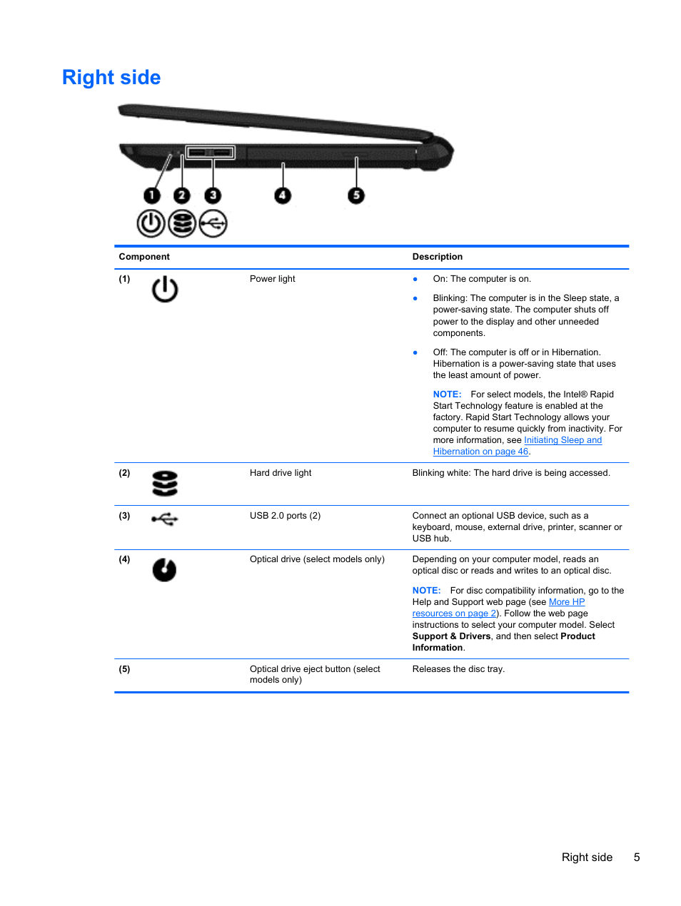 Right side | HP 250 G2 Notebook PC User Manual | Page 15 / 90