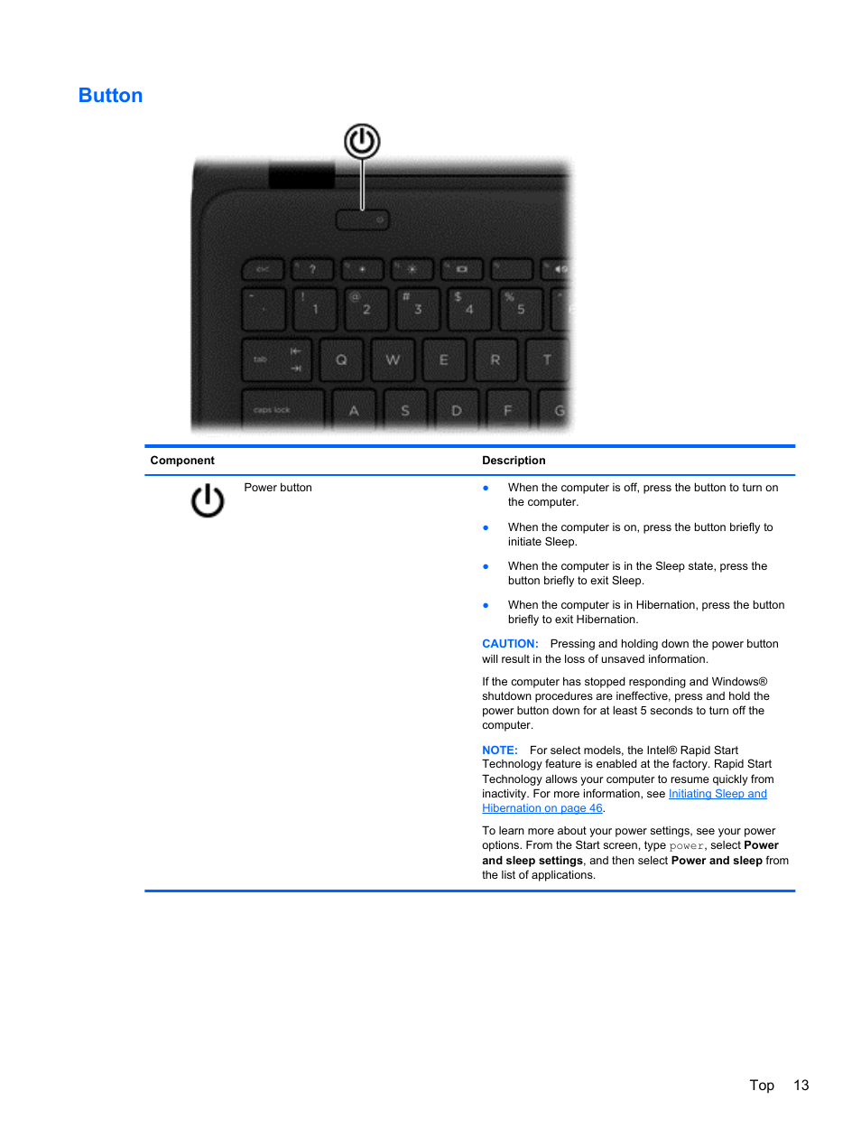 Button | HP 250 G2 Notebook PC User Manual | Page 23 / 90