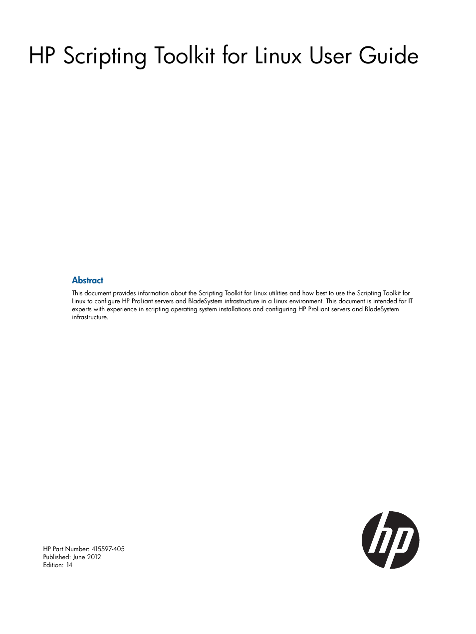 HP Intelligent Provisioning User Manual | 68 pages