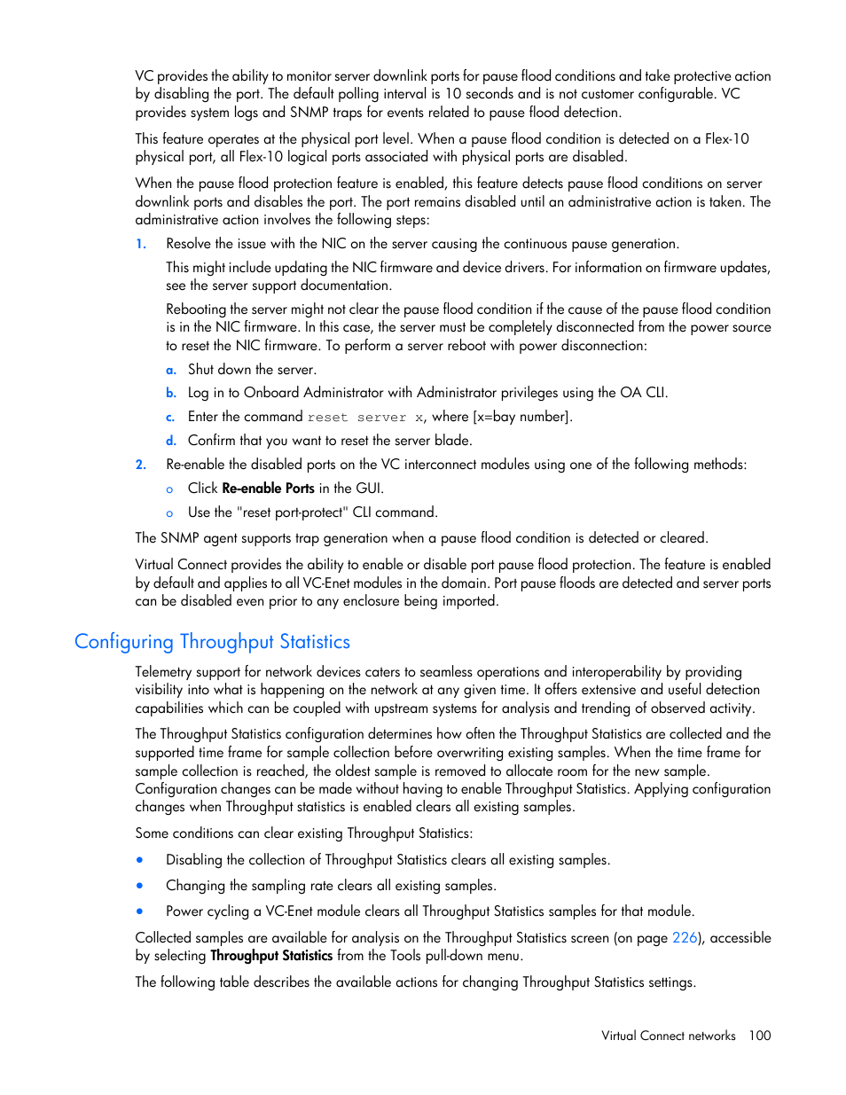 Configuring throughput statistics | HP Virtual Connect Flex-10 10Gb Ethernet Module for c-Class BladeSystem User Manual | Page 100 / 290