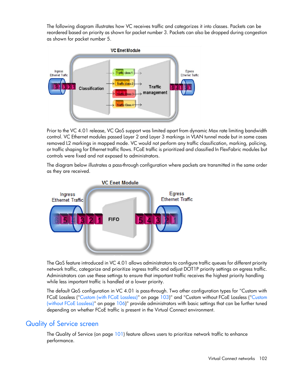 Quality of service screen | HP Virtual Connect Flex-10 10Gb Ethernet Module for c-Class BladeSystem User Manual | Page 102 / 290