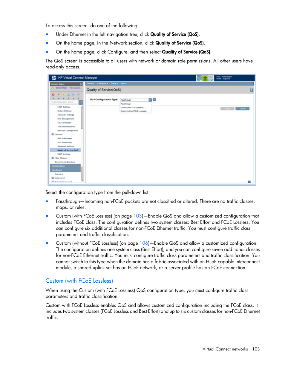 Custom (with fcoe lossless) | HP Virtual Connect Flex-10 10Gb Ethernet Module for c-Class BladeSystem User Manual | Page 103 / 290