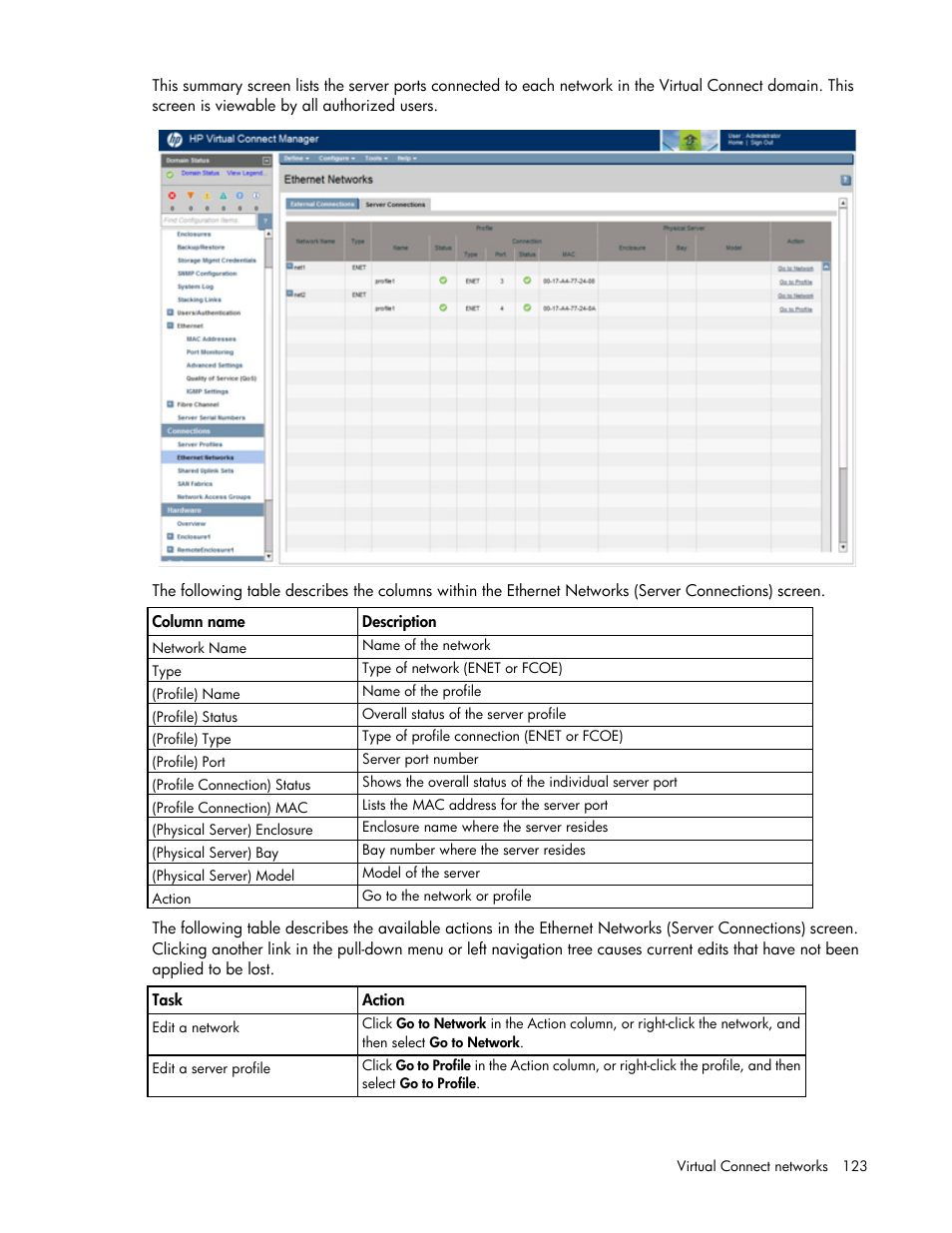 HP Virtual Connect Flex-10 10Gb Ethernet Module for c-Class BladeSystem User Manual | Page 123 / 290