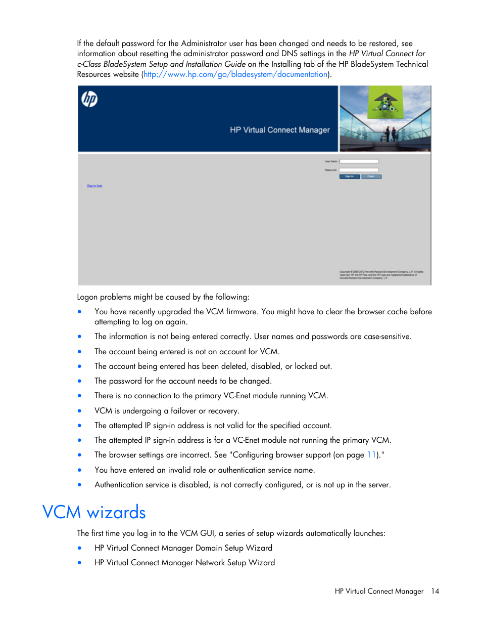 Vcm wizards | HP Virtual Connect Flex-10 10Gb Ethernet Module for c-Class BladeSystem User Manual | Page 14 / 290