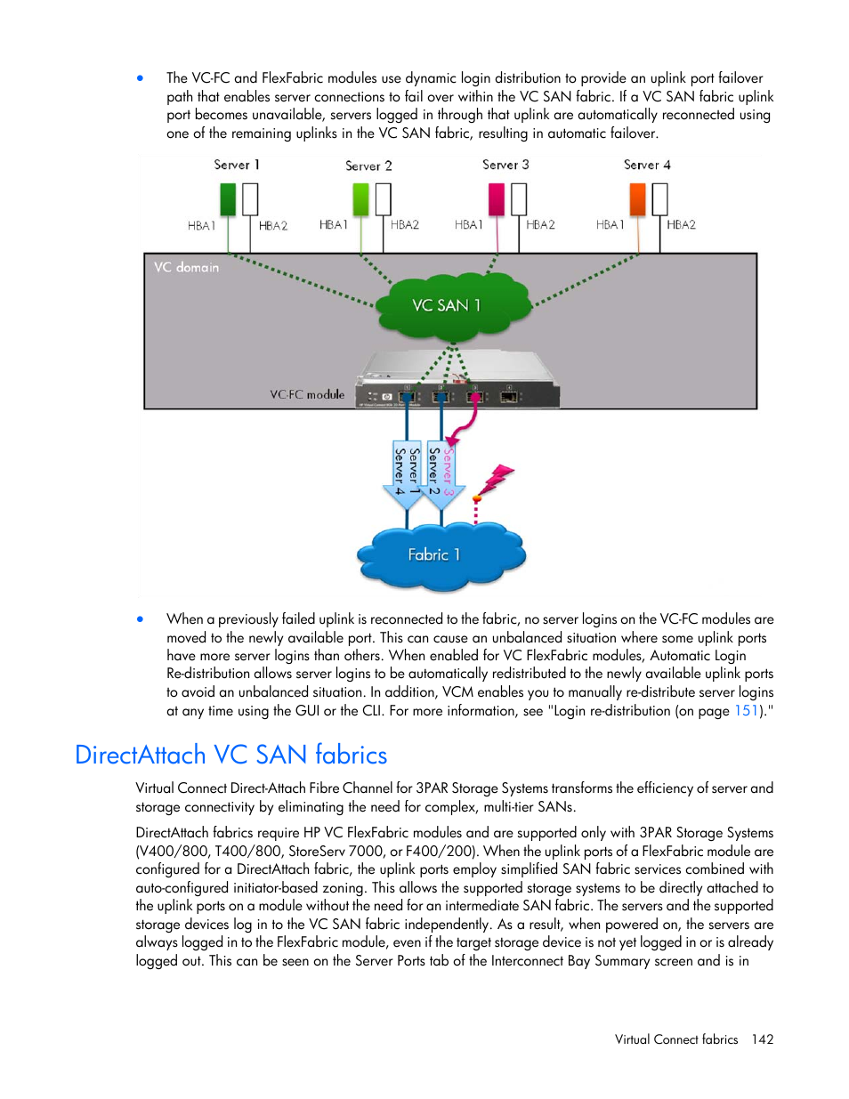 Directattach vc san fabrics | HP Virtual Connect Flex-10 10Gb Ethernet Module for c-Class BladeSystem User Manual | Page 142 / 290