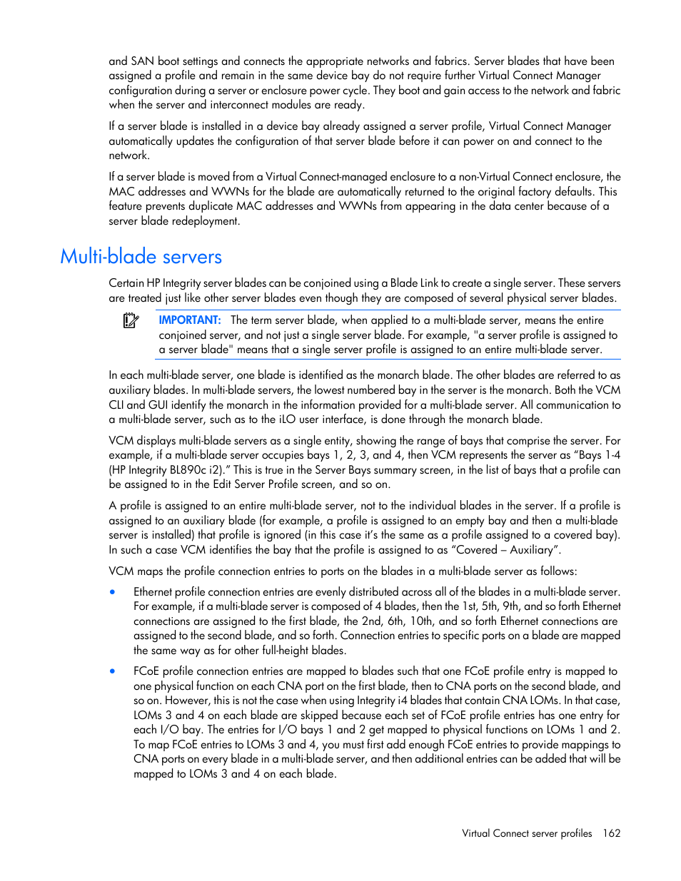 Multi-blade servers | HP Virtual Connect Flex-10 10Gb Ethernet Module for c-Class BladeSystem User Manual | Page 162 / 290