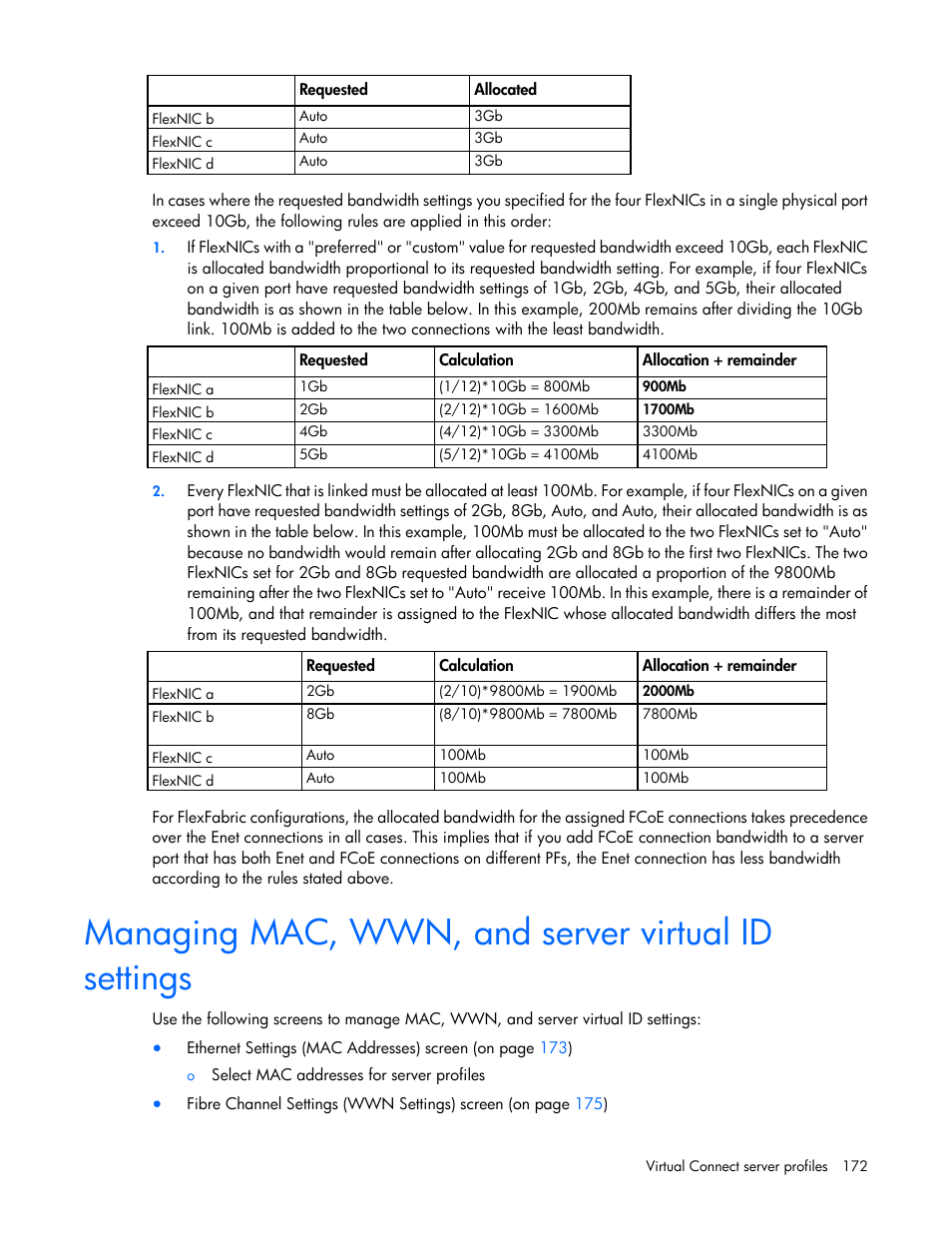 Managing mac, wwn, and server virtual id settings | HP Virtual Connect Flex-10 10Gb Ethernet Module for c-Class BladeSystem User Manual | Page 172 / 290