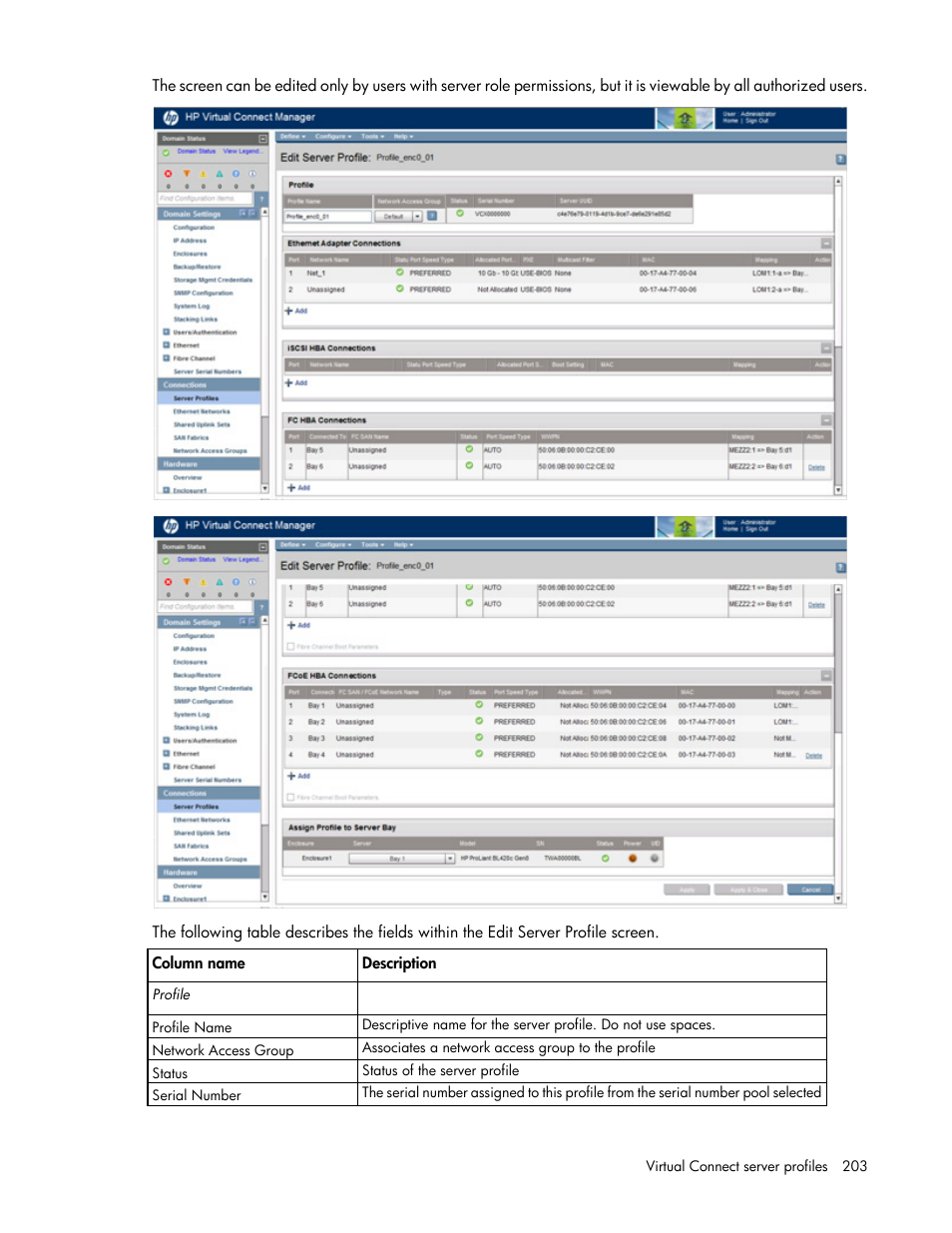 HP Virtual Connect Flex-10 10Gb Ethernet Module for c-Class BladeSystem User Manual | Page 203 / 290