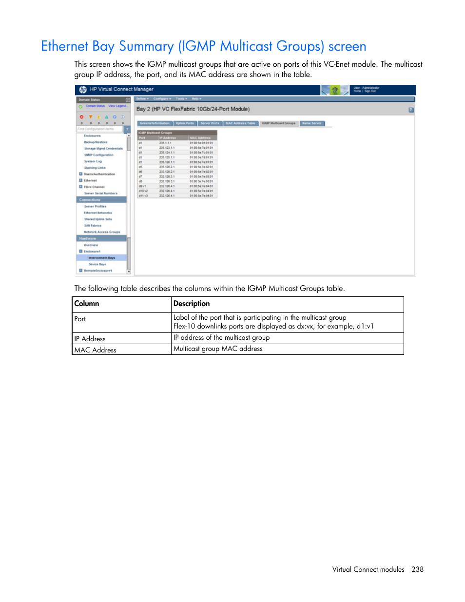 HP Virtual Connect Flex-10 10Gb Ethernet Module for c-Class BladeSystem User Manual | Page 238 / 290