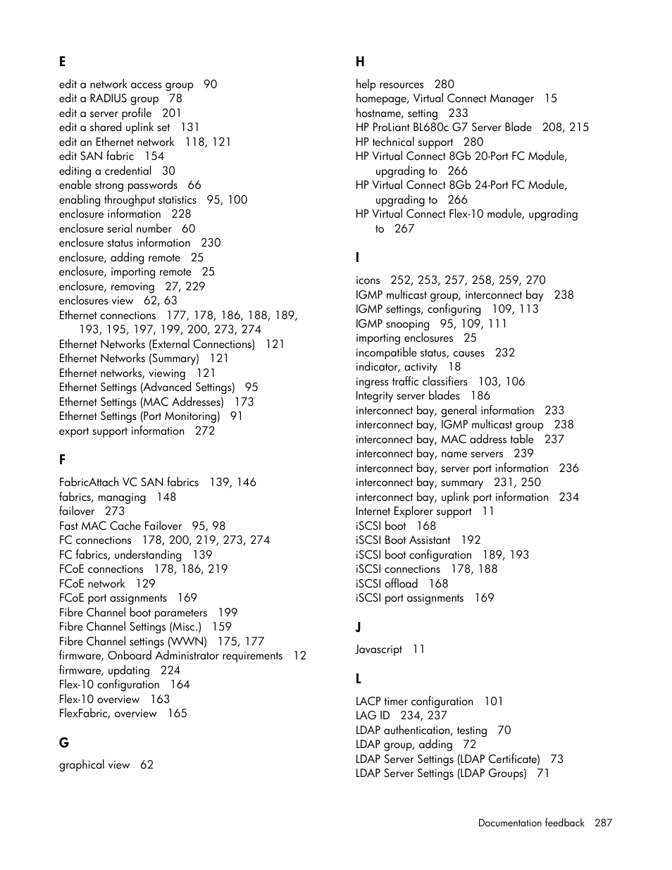 HP Virtual Connect Flex-10 10Gb Ethernet Module for c-Class BladeSystem User Manual | Page 287 / 290