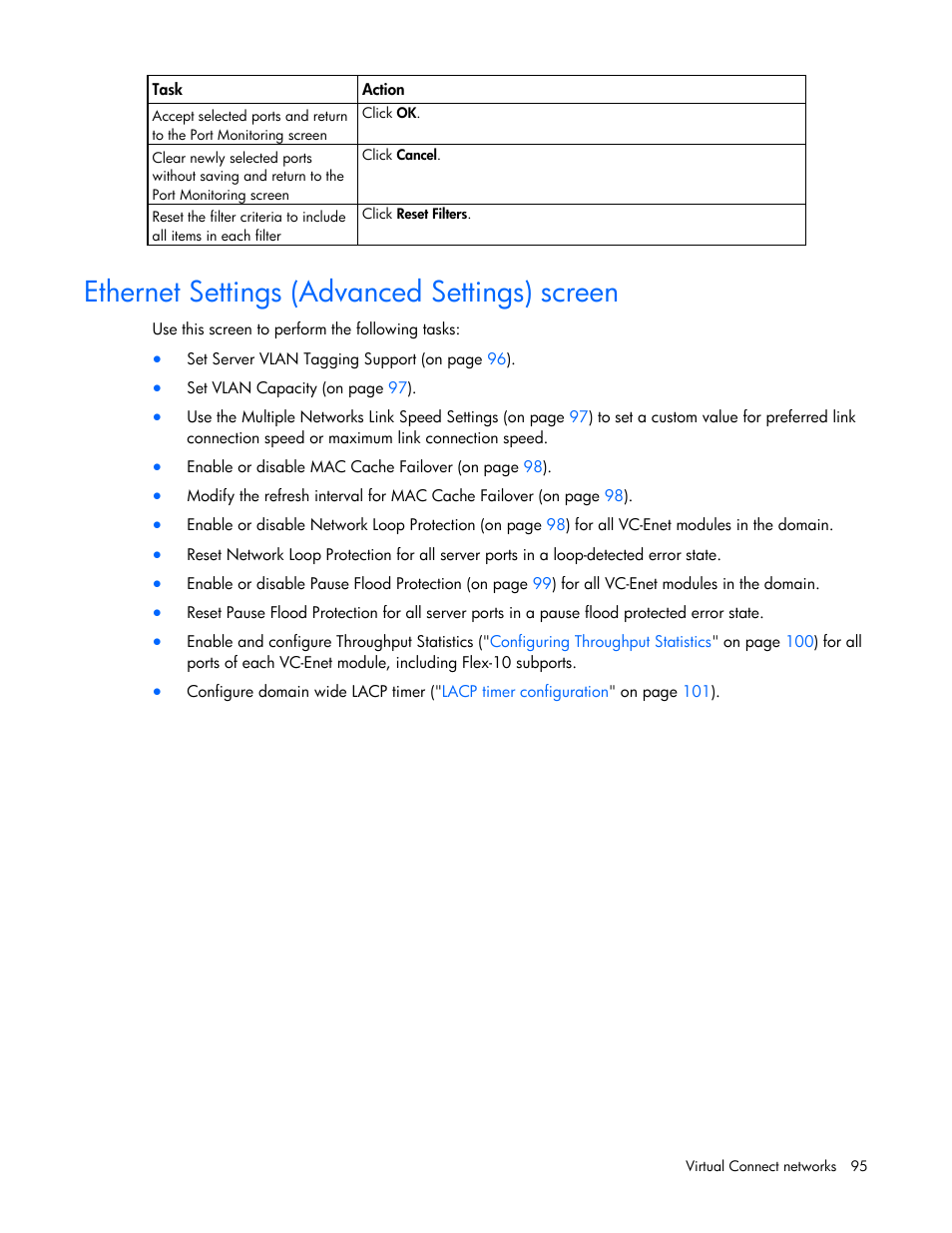 Ethernet settings (advanced settings) screen | HP Virtual Connect Flex-10 10Gb Ethernet Module for c-Class BladeSystem User Manual | Page 95 / 290