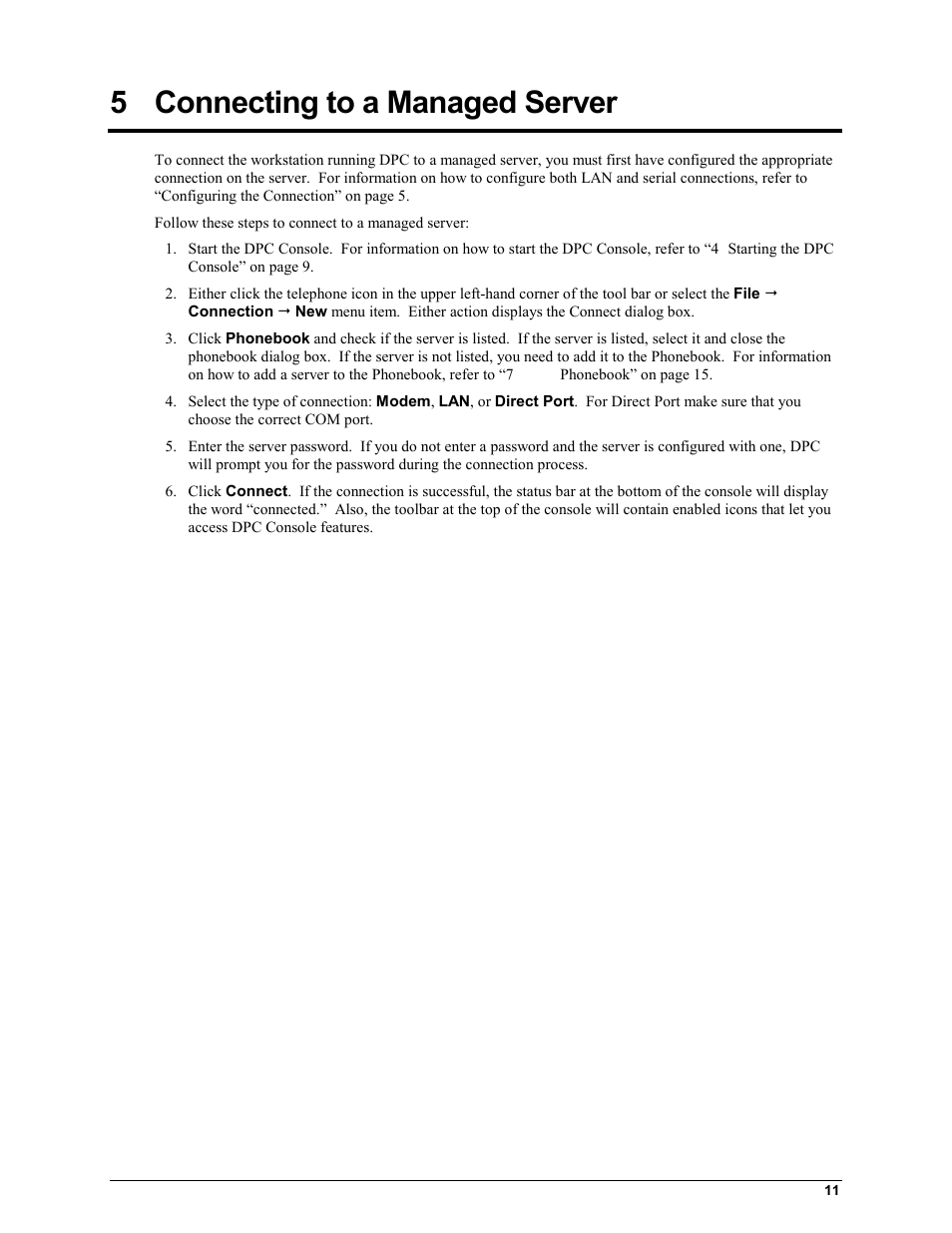 5 connecting to a managed server, Connecting to a managed server | HP Integrity rx4610 Server User Manual | Page 15 / 42