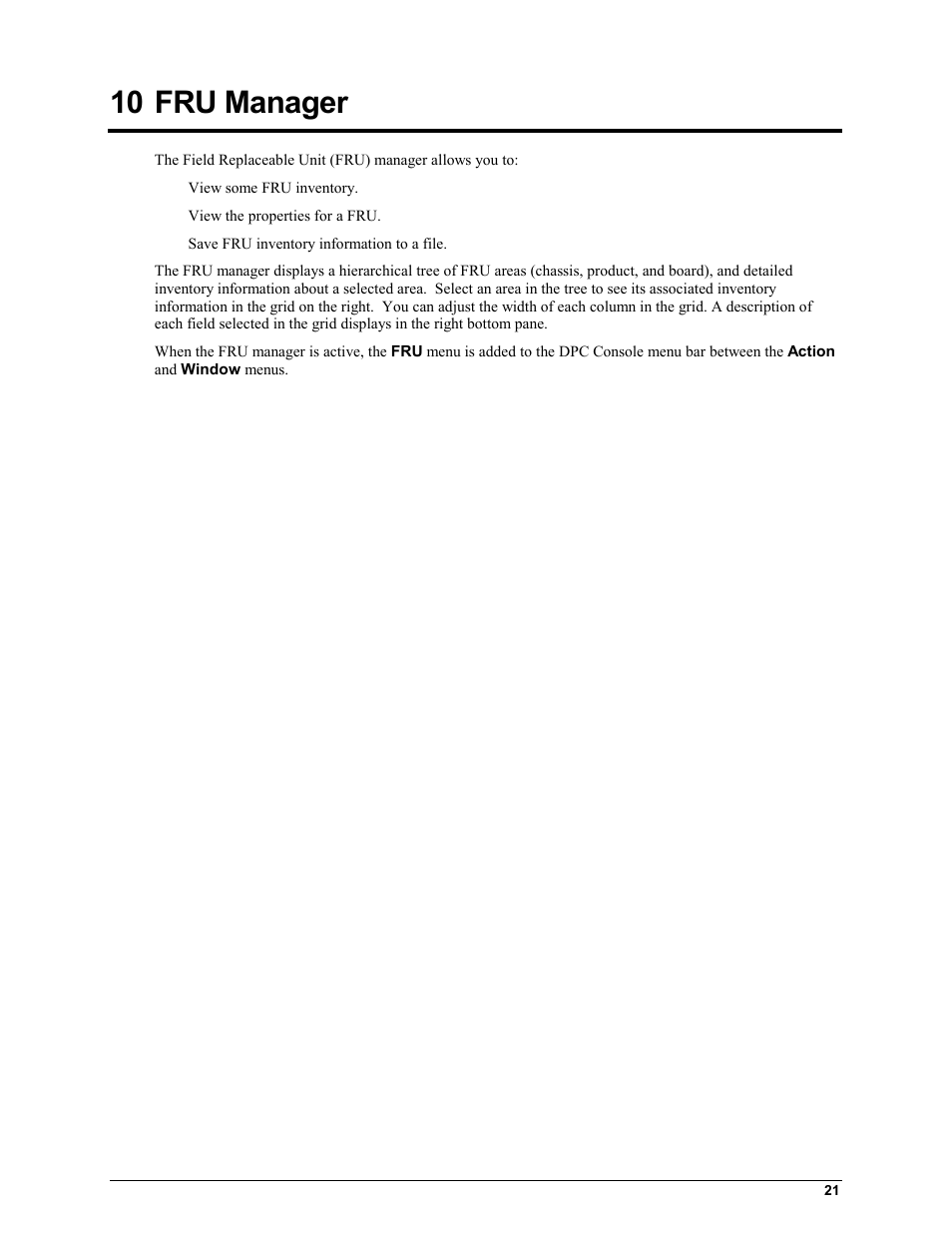 10 fru manager, Fru manager | HP Integrity rx4610 Server User Manual | Page 25 / 42
