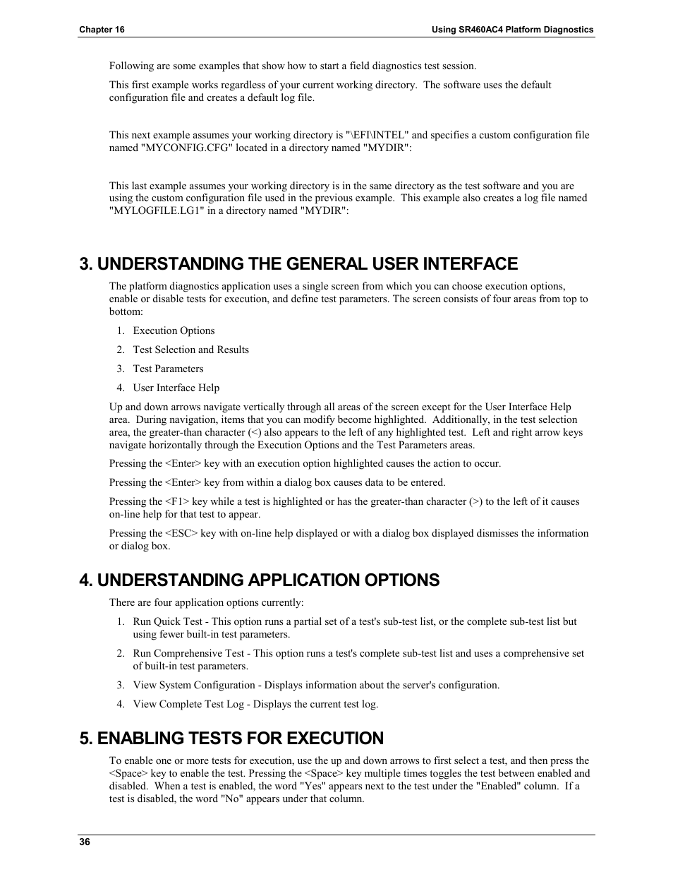 Understanding the general user interface, Understanding application options, Enabling tests for execution | HP Integrity rx4610 Server User Manual | Page 40 / 42