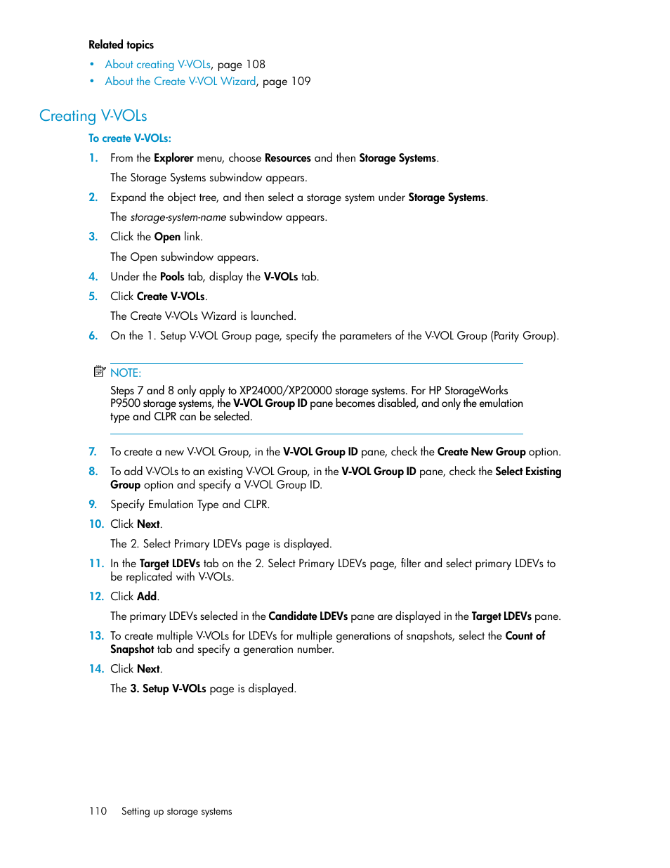 Creating v-vols | HP XP P9000 Command View Advanced Edition Software User Manual | Page 110 / 470