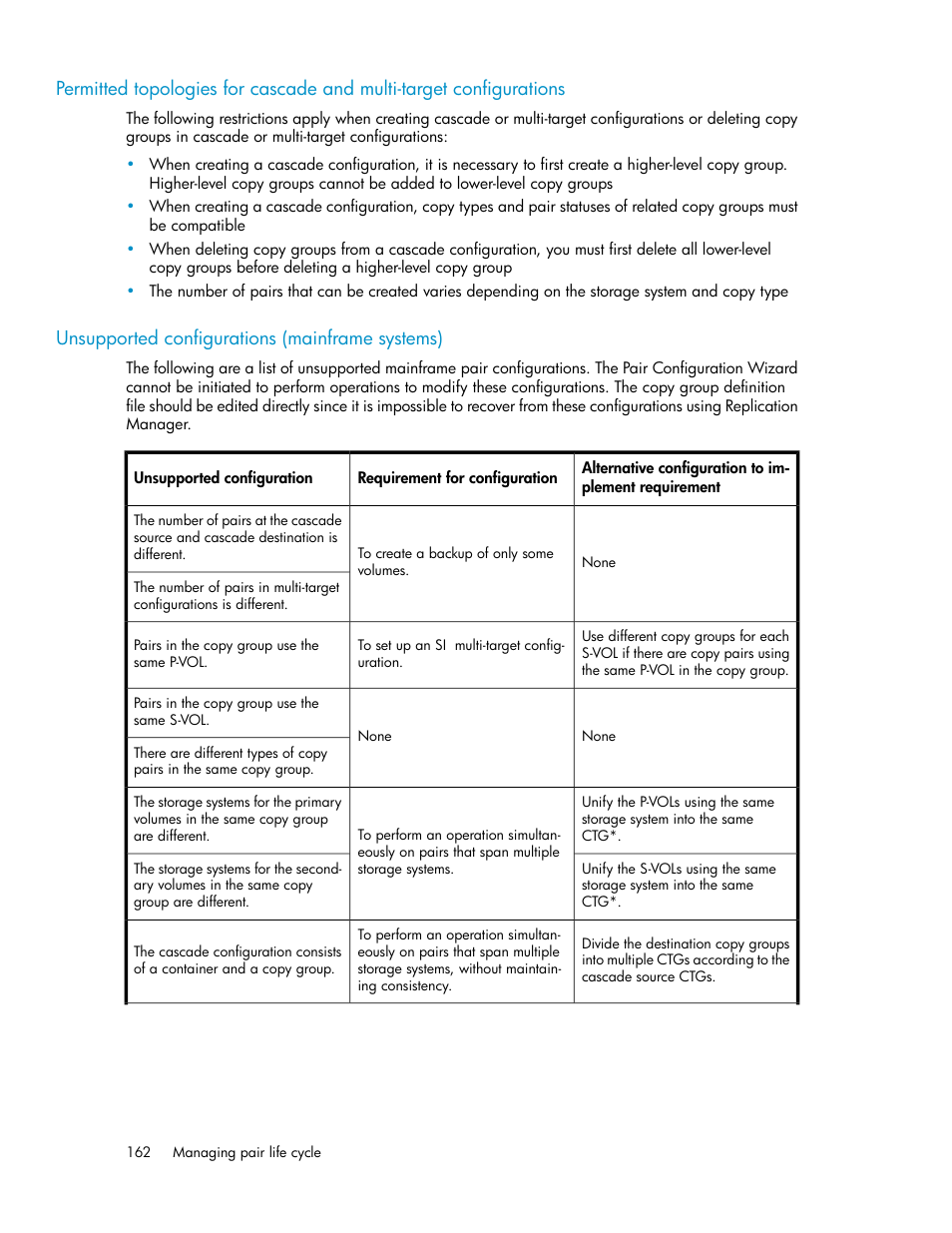 Unsupported configurations (mainframe systems), 162 unsupported configurations (mainframe systems) | HP XP P9000 Command View Advanced Edition Software User Manual | Page 162 / 470