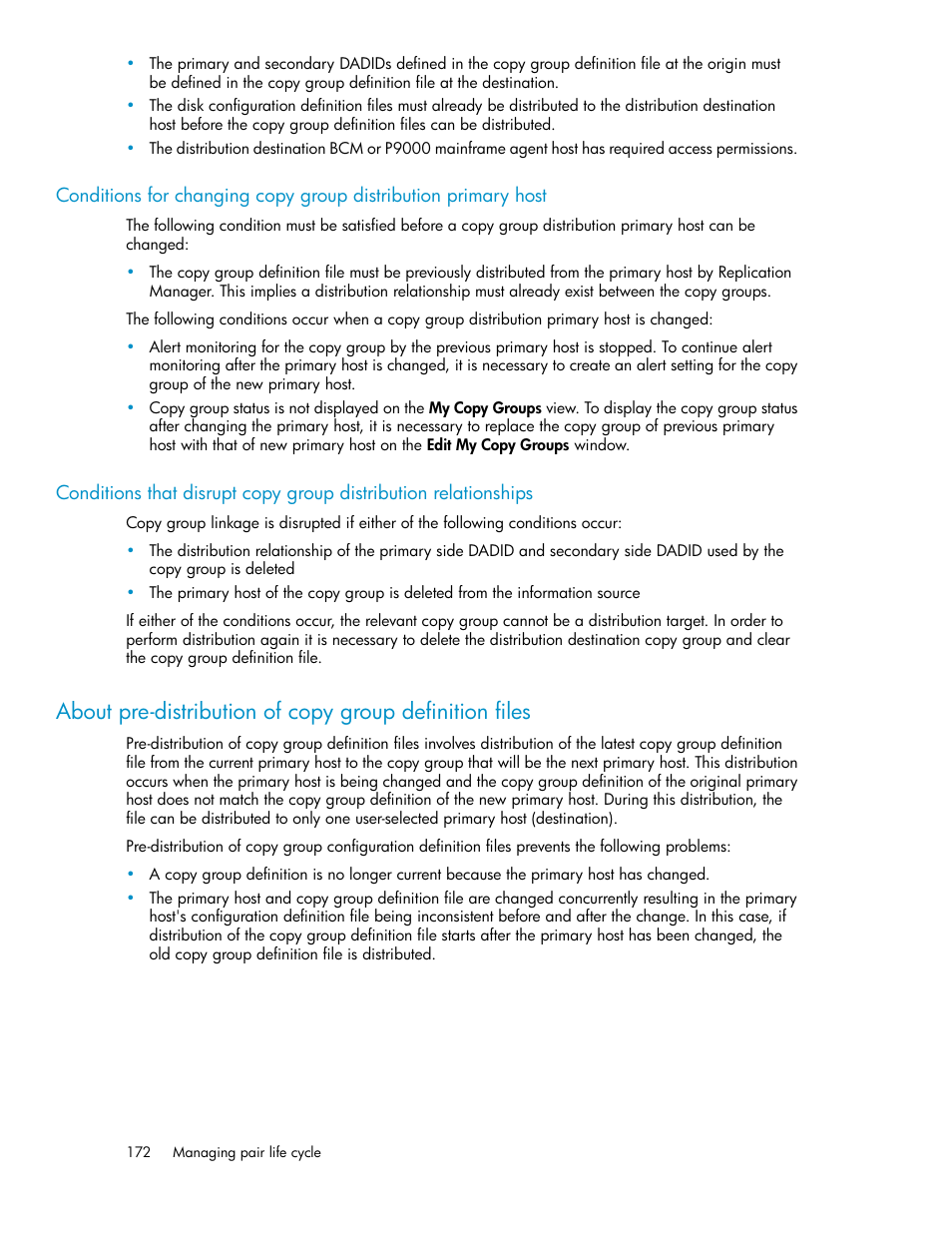 About pre-distribution of copy group definition, Files | HP XP P9000 Command View Advanced Edition Software User Manual | Page 172 / 470