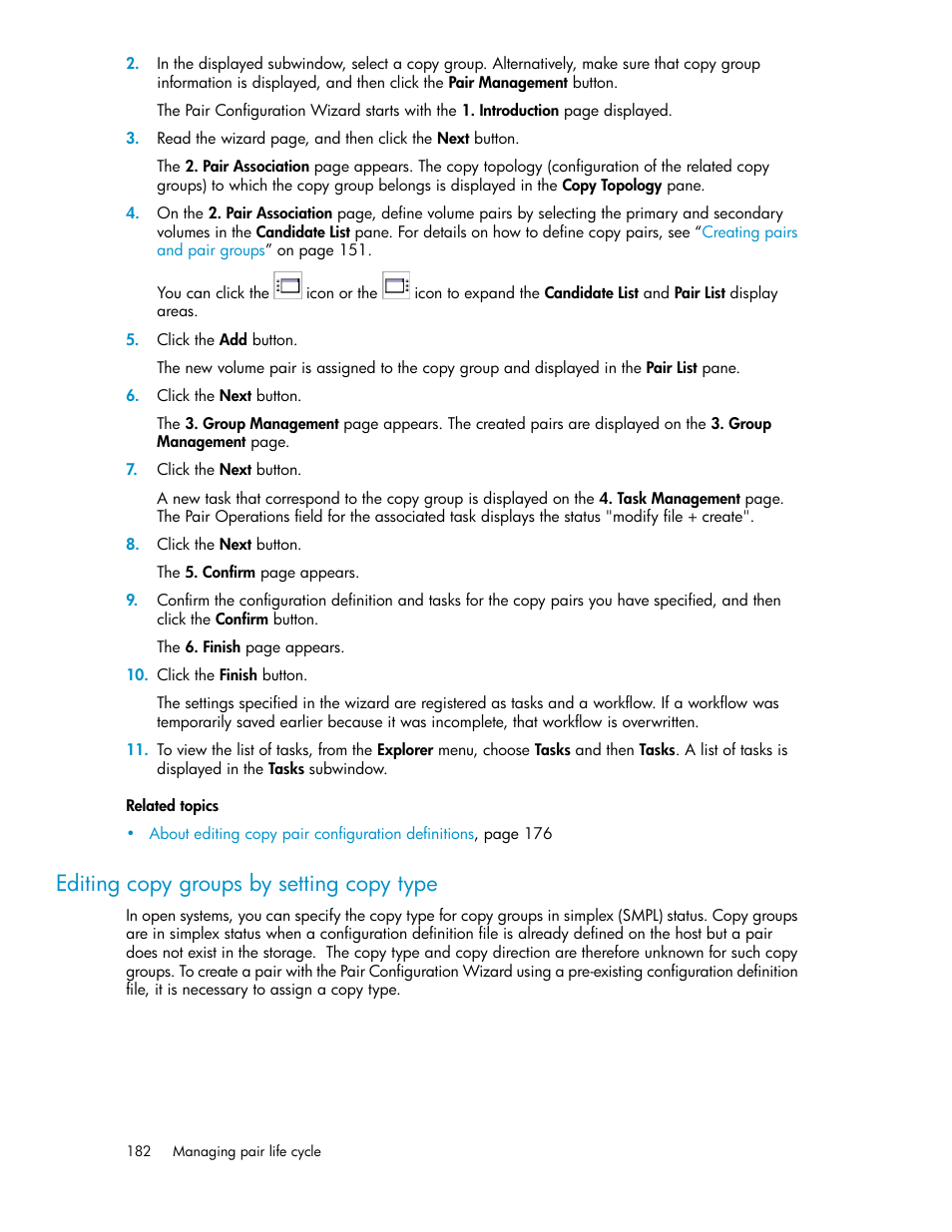 Editing copy groups by setting copy type | HP XP P9000 Command View Advanced Edition Software User Manual | Page 182 / 470