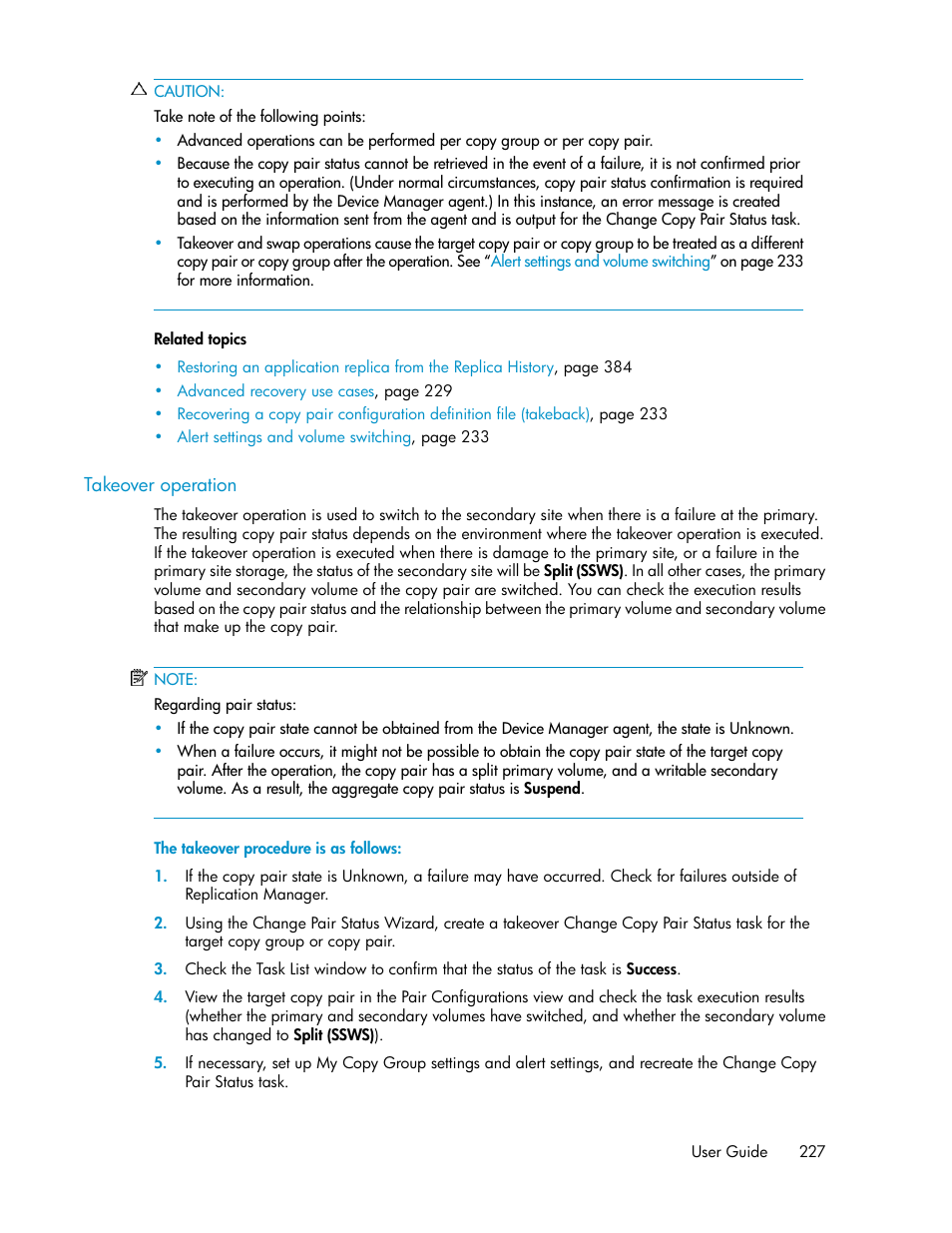 Takeover operation | HP XP P9000 Command View Advanced Edition Software User Manual | Page 227 / 470