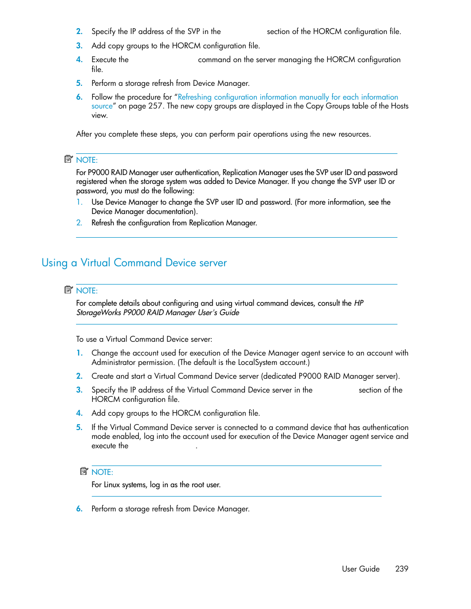 Using a virtual command device server | HP XP P9000 Command View Advanced Edition Software User Manual | Page 239 / 470