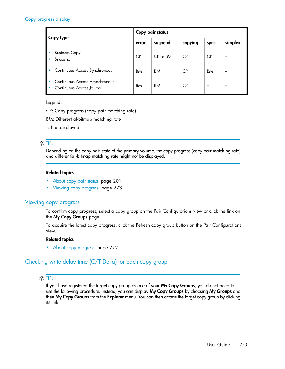 Viewing copy progress | HP XP P9000 Command View Advanced Edition Software User Manual | Page 273 / 470