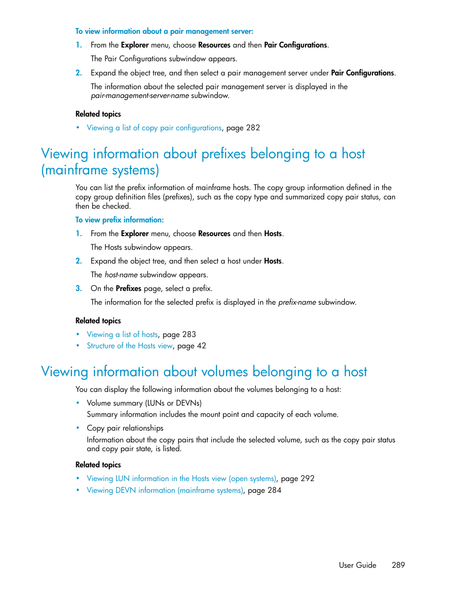 Viewing information about volumes belonging, To a host | HP XP P9000 Command View Advanced Edition Software User Manual | Page 289 / 470