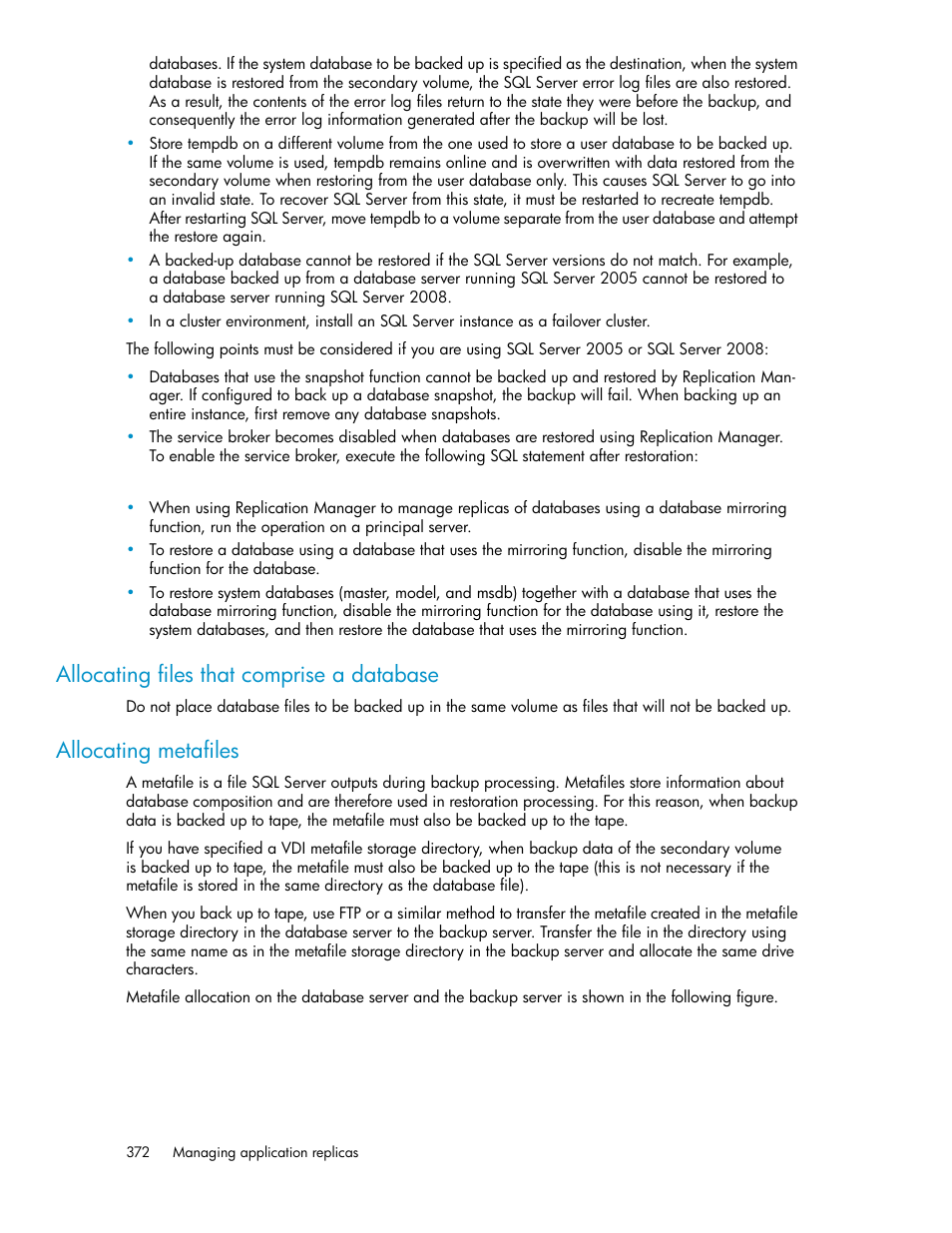 Allocating files that comprise a database, Allocating metafiles | HP XP P9000 Command View Advanced Edition Software User Manual | Page 372 / 470