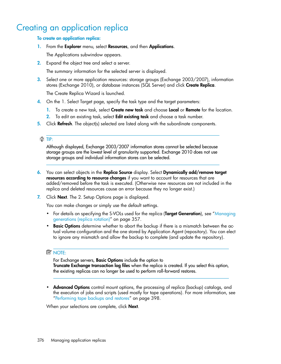 Creating an application replica | HP XP P9000 Command View Advanced Edition Software User Manual | Page 376 / 470