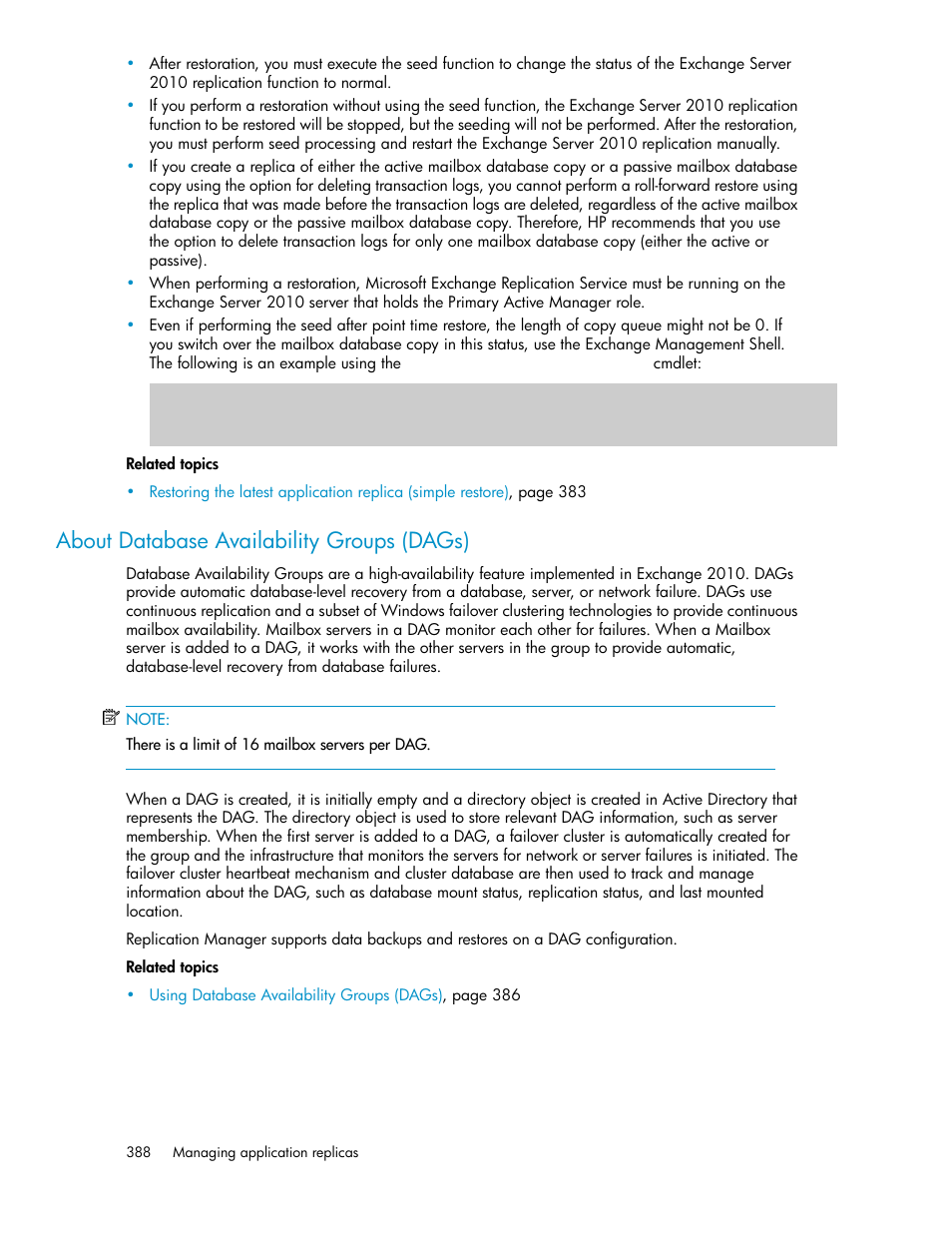 About database availability groups (dags), About database availability groups, Dags) | About database, Availability groups (dags) | HP XP P9000 Command View Advanced Edition Software User Manual | Page 388 / 470