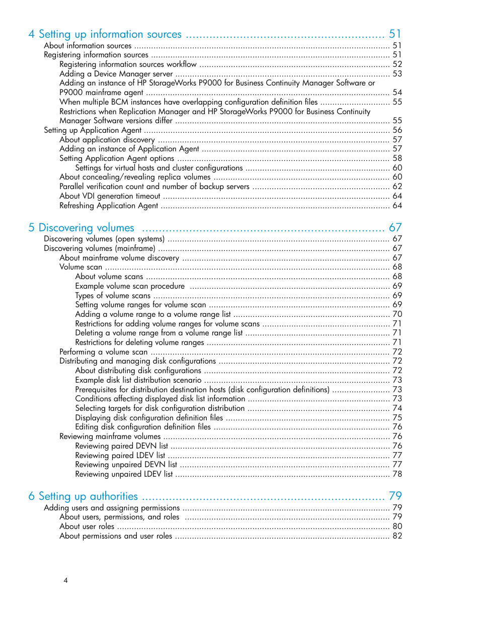 4 setting up information sources, 5 discovering volumes, 6 setting up authorities | HP XP P9000 Command View Advanced Edition Software User Manual | Page 4 / 470