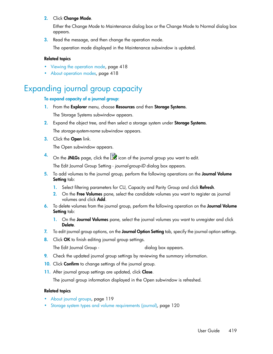 Expanding journal group capacity | HP XP P9000 Command View Advanced Edition Software User Manual | Page 419 / 470