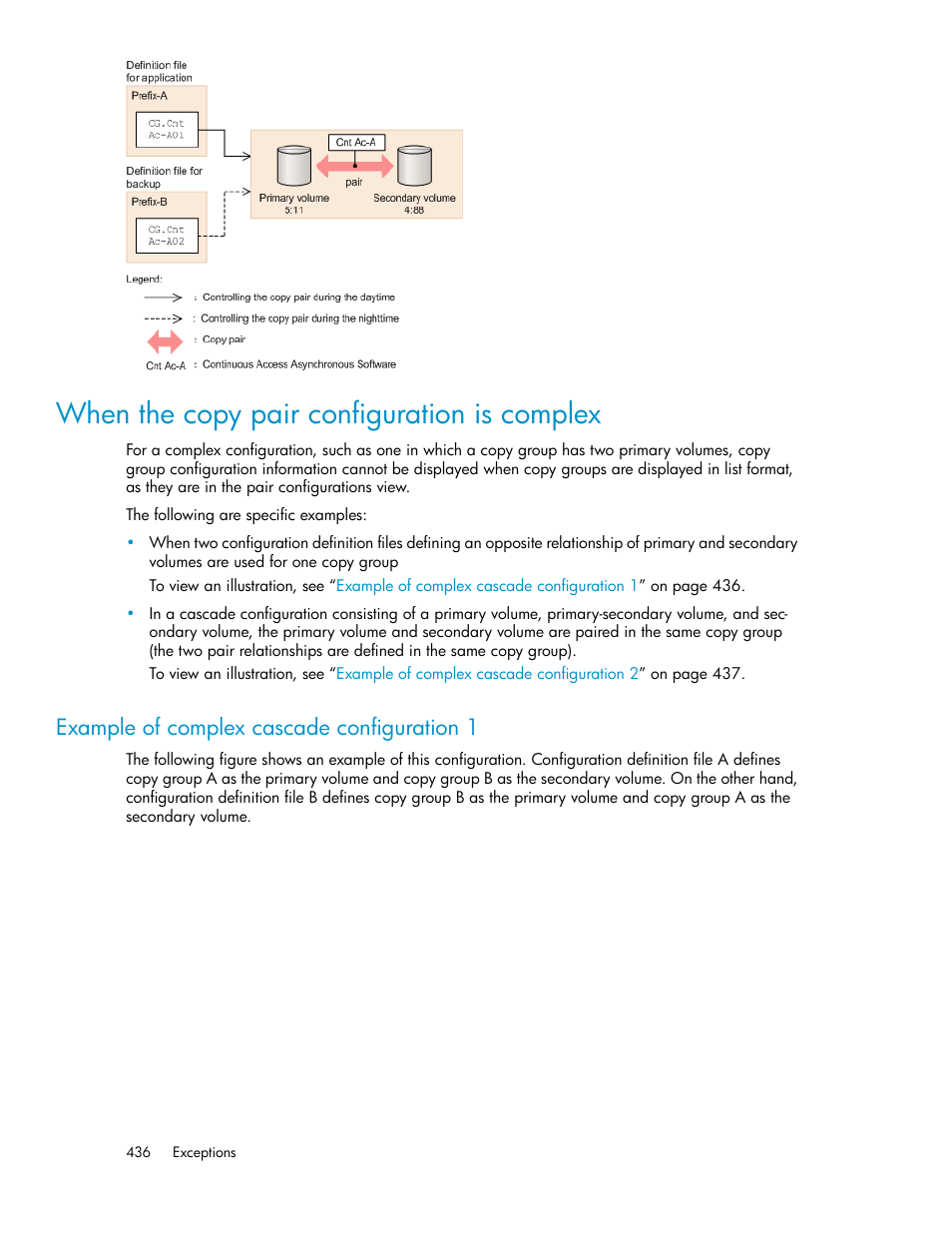 When the copy pair configuration is complex, Example of complex cascade configuration 1 | HP XP P9000 Command View Advanced Edition Software User Manual | Page 436 / 470
