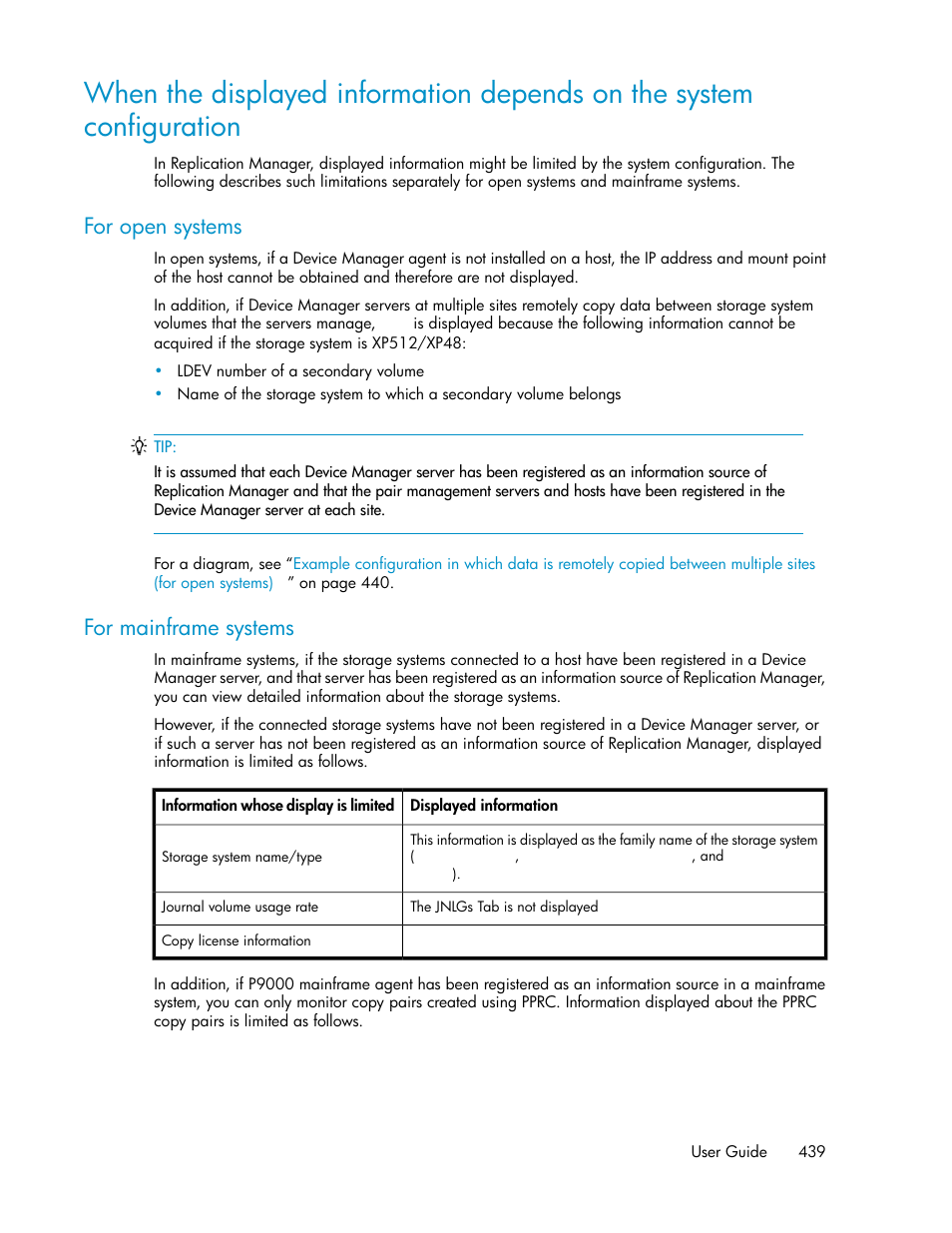 For open systems, For mainframe systems | HP XP P9000 Command View Advanced Edition Software User Manual | Page 439 / 470