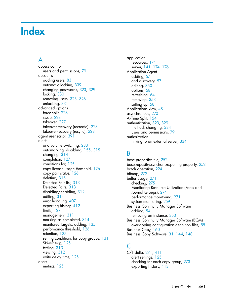 Index | HP XP P9000 Command View Advanced Edition Software User Manual | Page 461 / 470