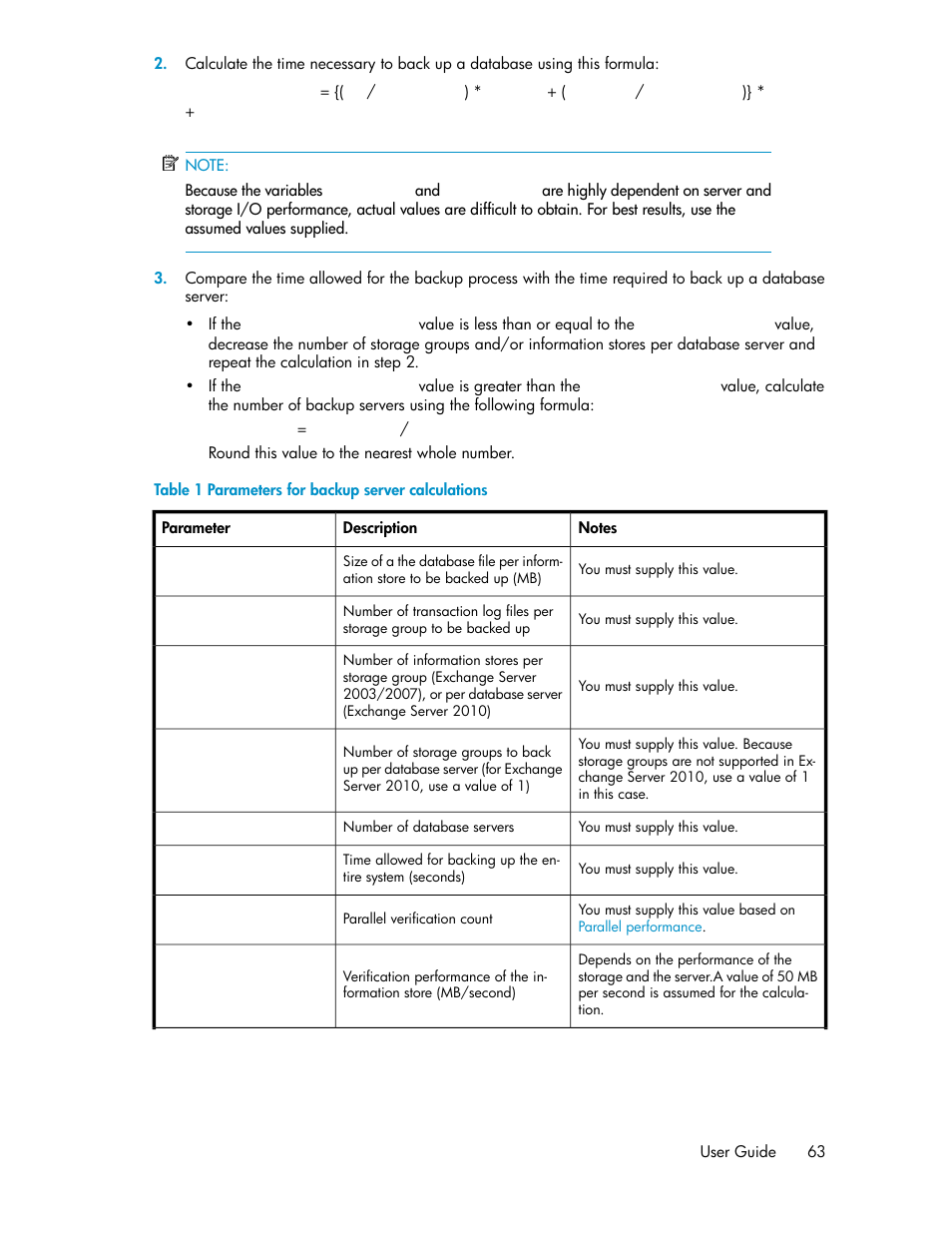 Parameters for backup server calculations | HP XP P9000 Command View Advanced Edition Software User Manual | Page 63 / 470