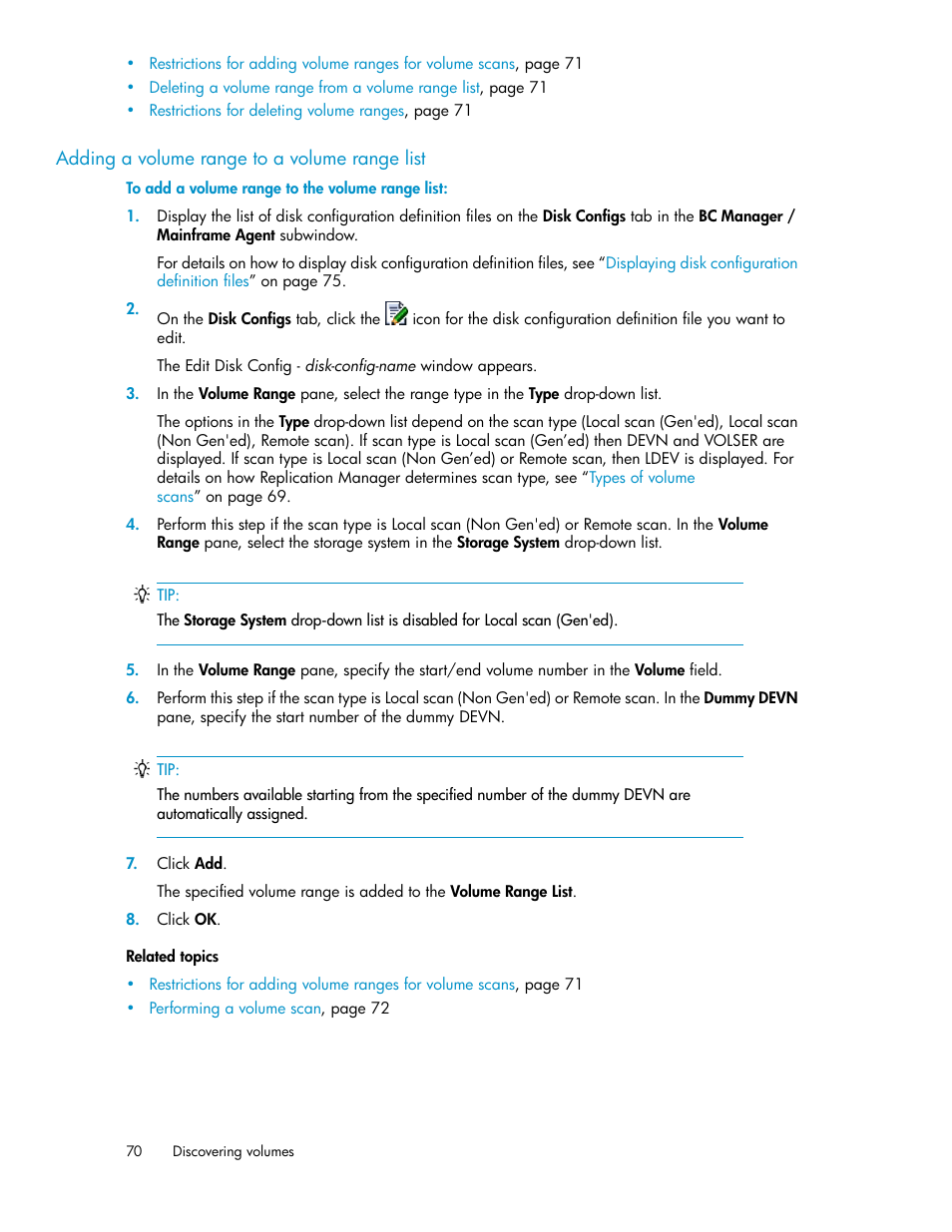Adding a volume range to a volume range list | HP XP P9000 Command View Advanced Edition Software User Manual | Page 70 / 470