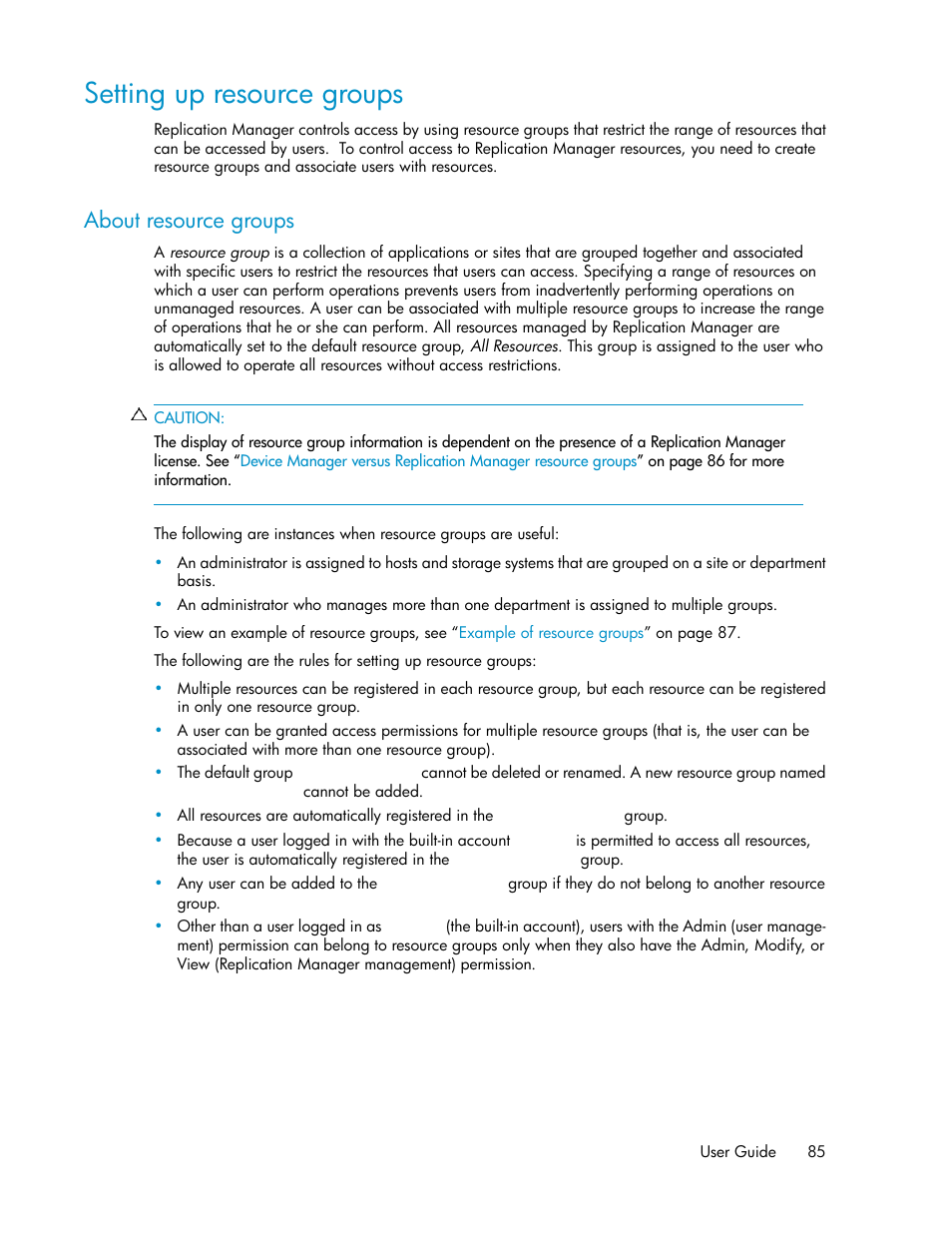 Setting up resource groups, About resource groups | HP XP P9000 Command View Advanced Edition Software User Manual | Page 85 / 470