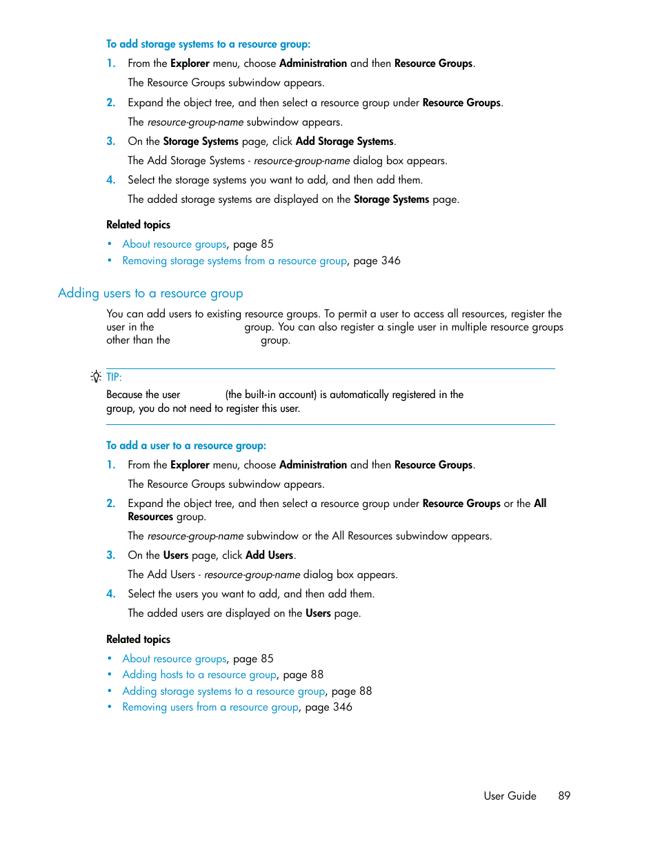 Adding users to a resource group | HP XP P9000 Command View Advanced Edition Software User Manual | Page 89 / 470